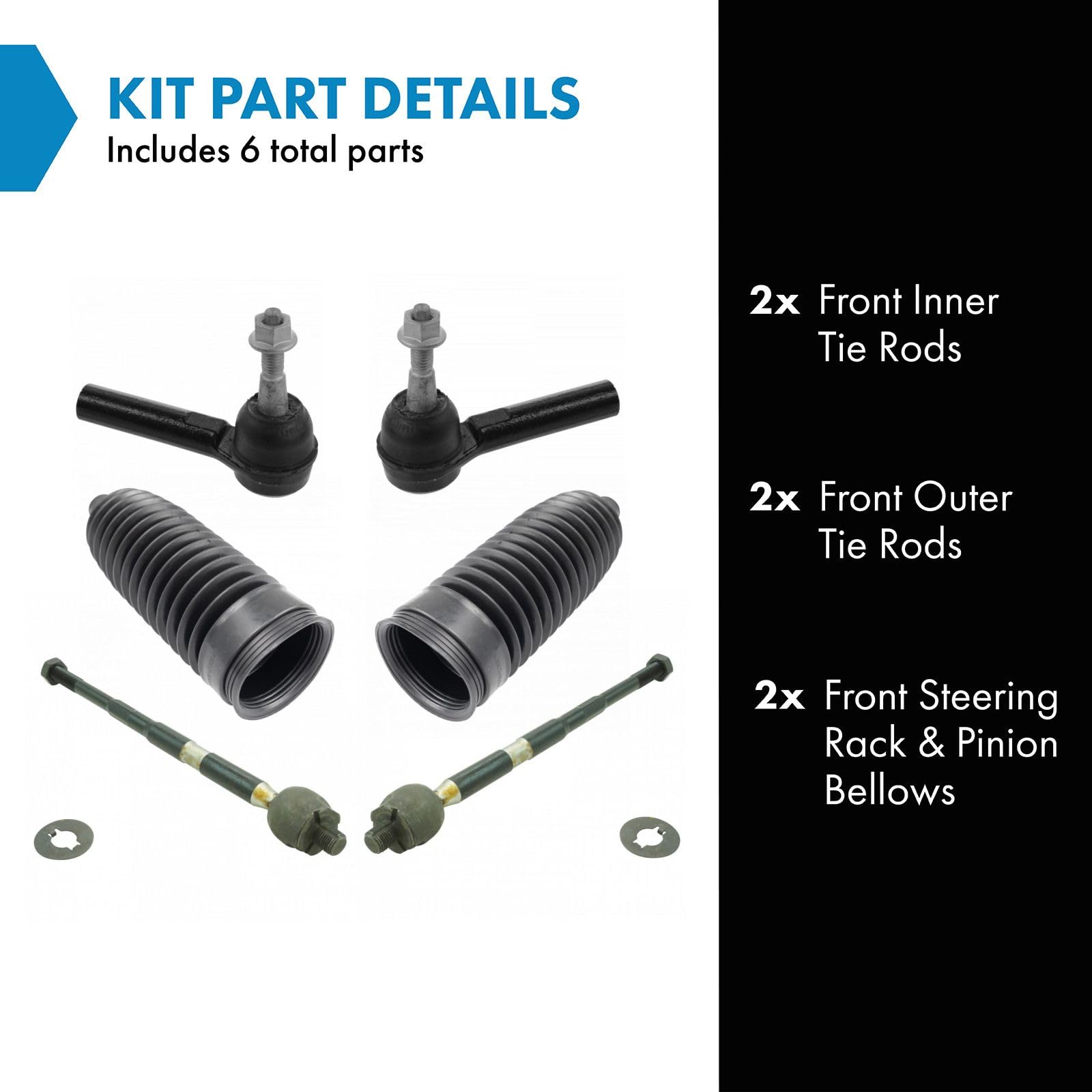 Trq Front Steering Kit Steering Rack & Pinion Bellow Tie Rod Compatible With 2010-2017 Chevrolet Equinox Gmc Terrain