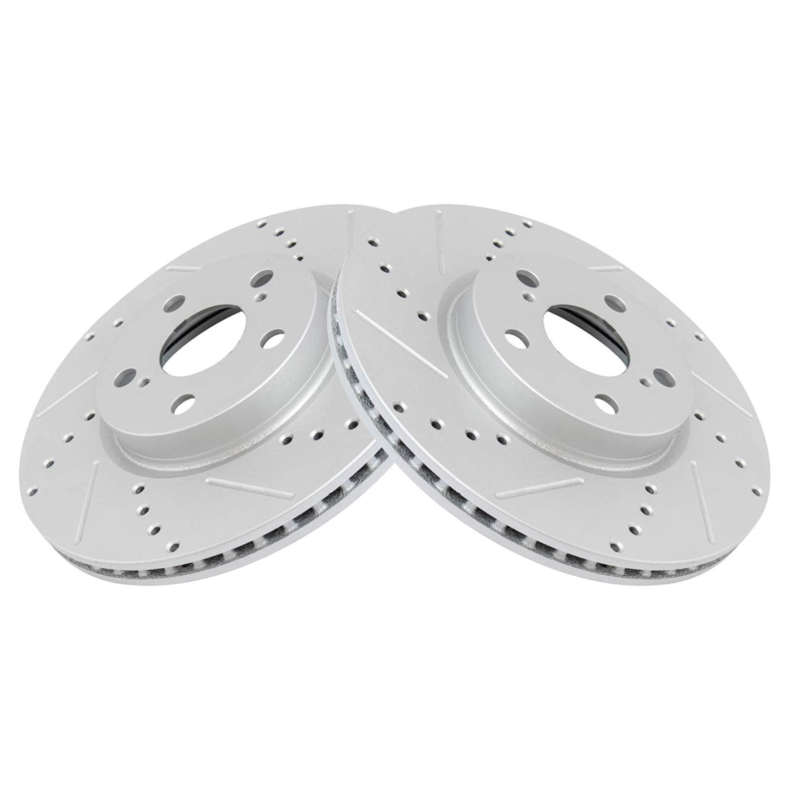 Trq Front Performance Brake Rotors Set Premium G-Coated Cross Drilled & Slotted Compatible With 2009-2010 Pontiac Vibe 2008-2014