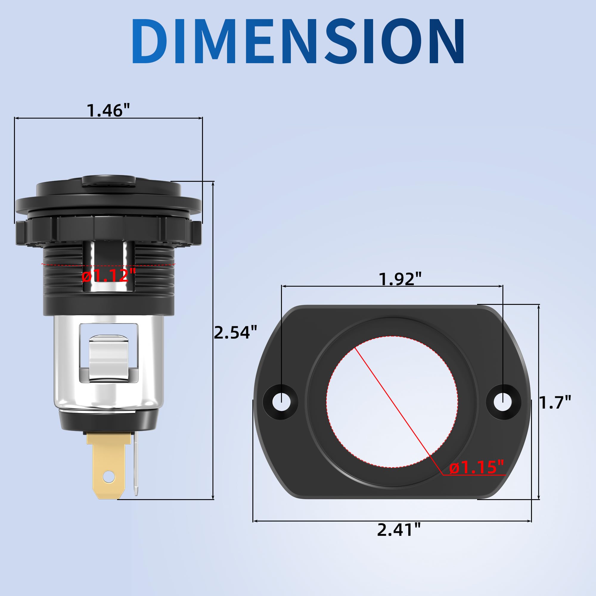 Daiertek 12V Cigarette Lighter Socket 12 Volt Power Outlet Replacement Plug Socket For Car, Automotive, Truck, Rv, Boat, Motorcy