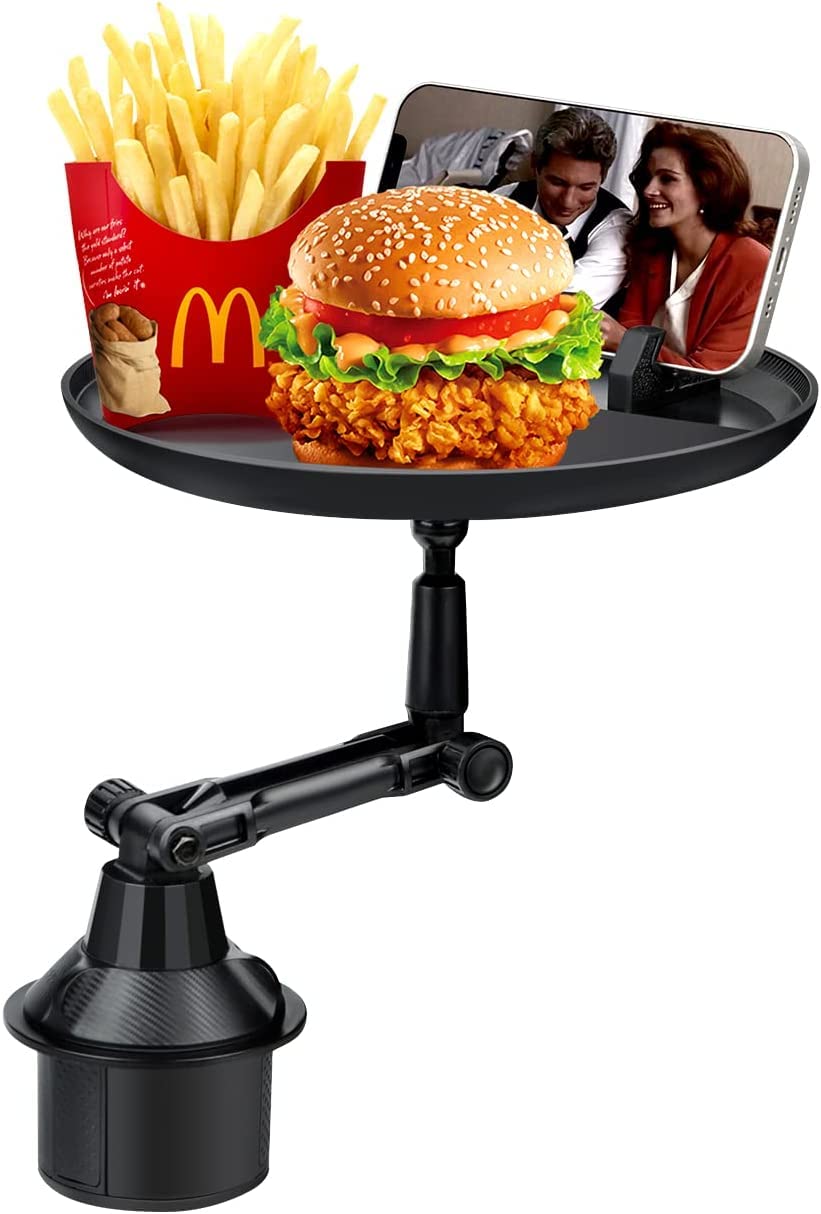 Bagilo Cup Holder Tray For Car | Adjustable Car Tray Table | Perfect Car Food Tray For Eating With Swivel Arm Phone Slot 8.26 Su