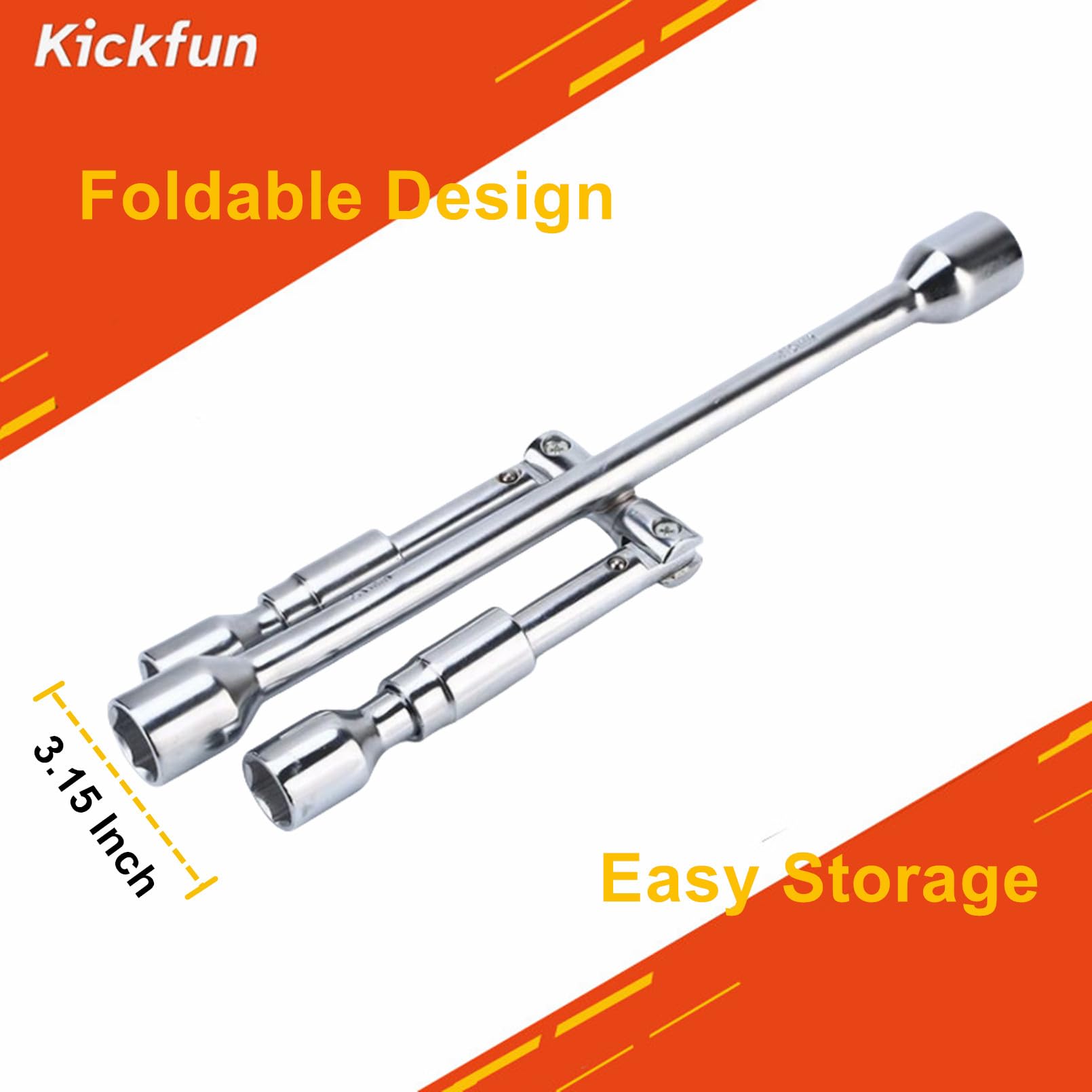 Kickfun 14-Inch Universal Foldable Lug Wrench Wheel Wrench (17Mm, 19Mm, 21Mm & 23Mm) Wheel Brace For Car Wheel Nut Wrench Labor
