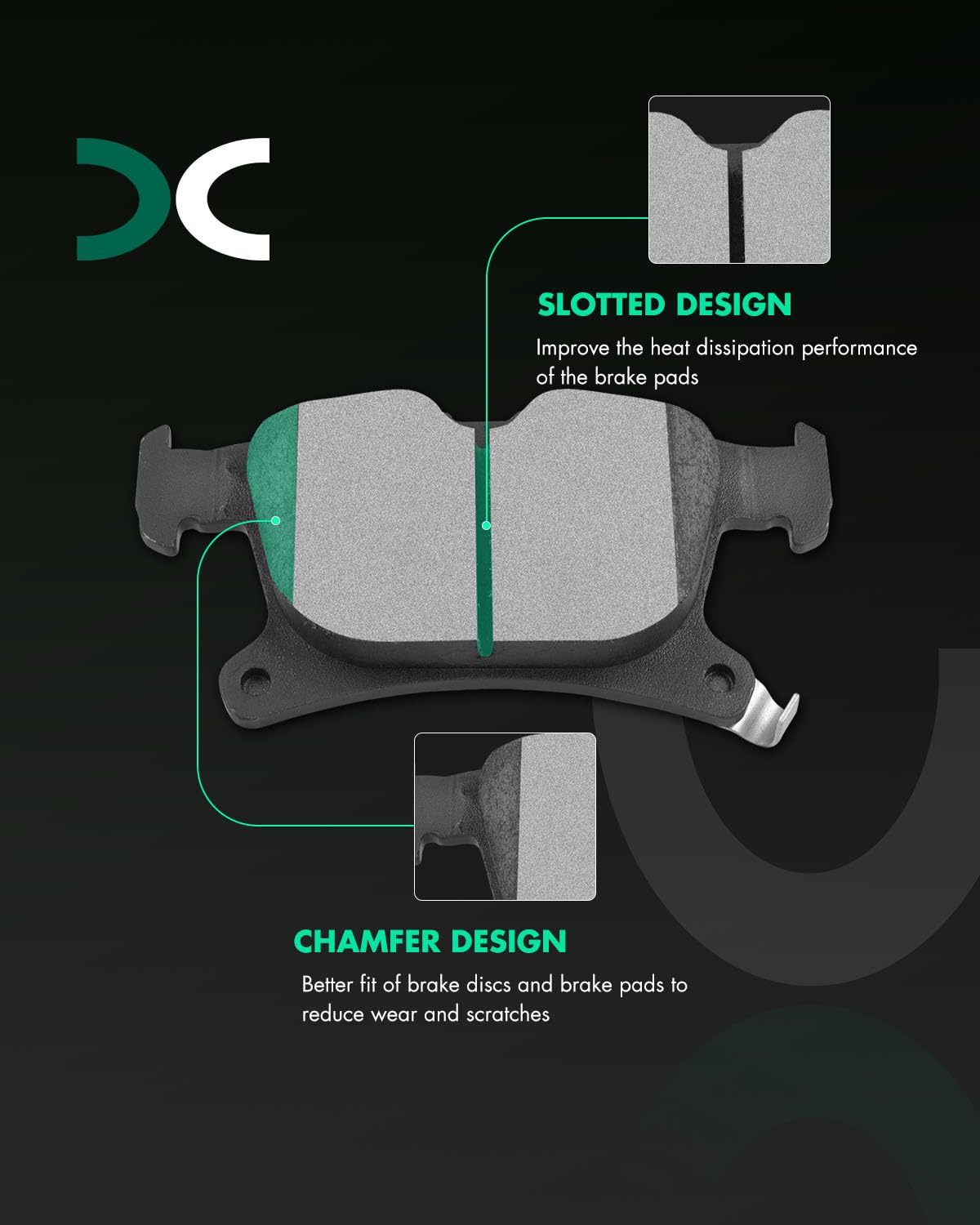 Scitoo Rear Disc Brake Pad Set 4Pcs W/Hardware Fit For Chrysler For Grand Caravan 2021-2023,For Chrysler For Pacifica 2017-2023,