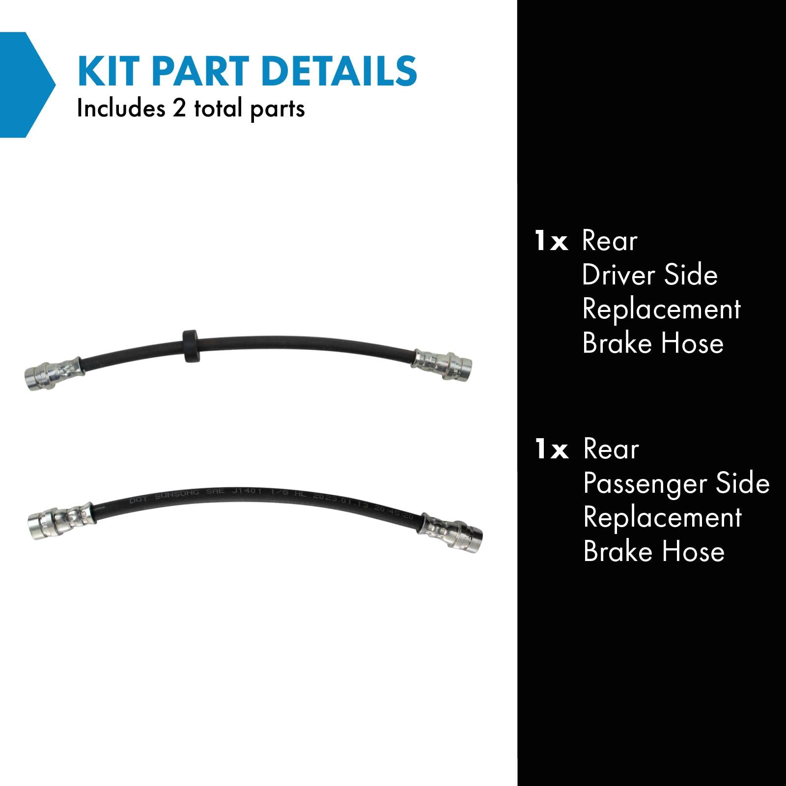 Trq Rear Brake Hose Set Compatible With 2001-2007 Ford Escape 2001-2006 Mazda Tribute 2005-2007 Mercury Mariner