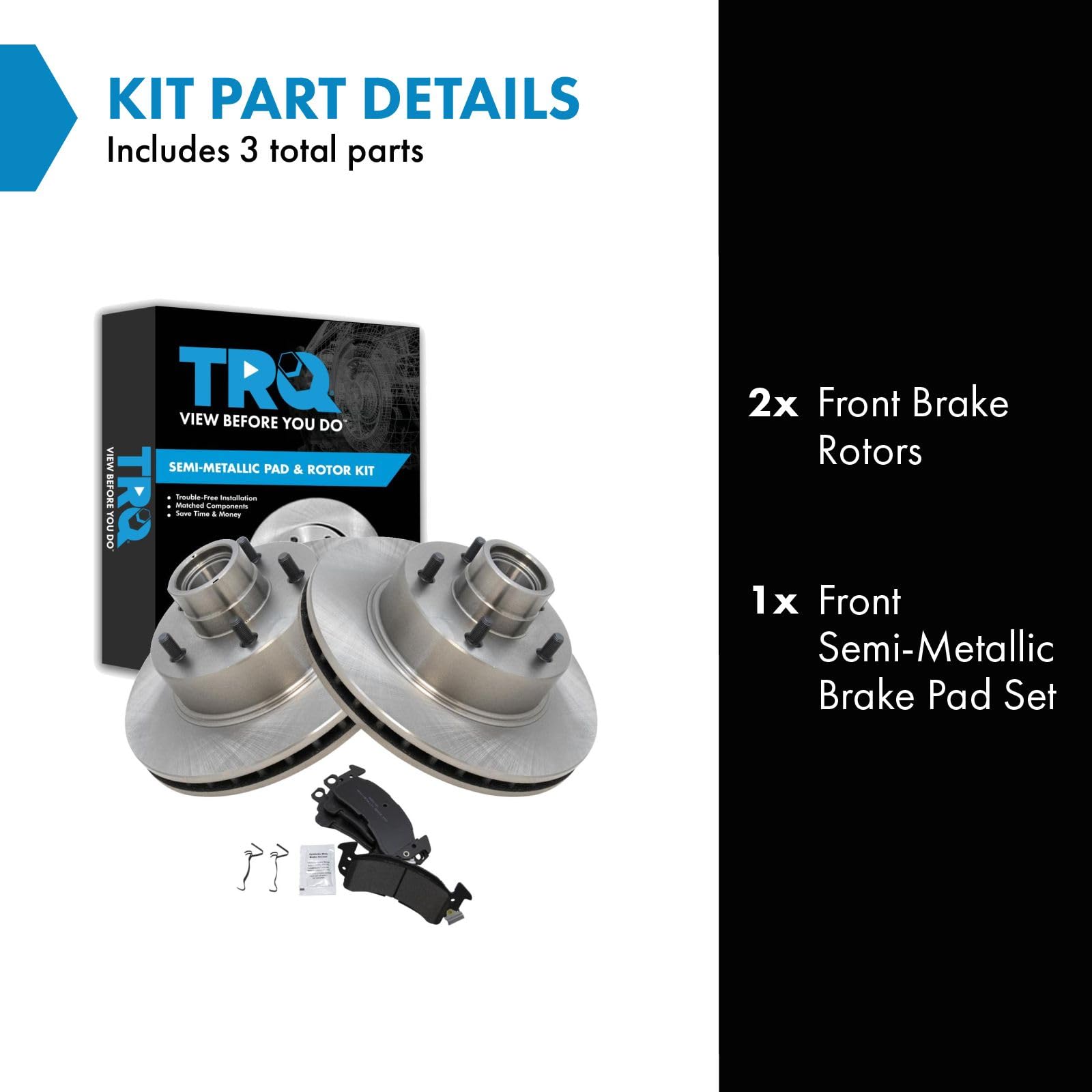 Trq Front Disc Brake Rotors & Pads Kit Compatible With Buick Cadillac Chevy Gmc Olds Pontiac