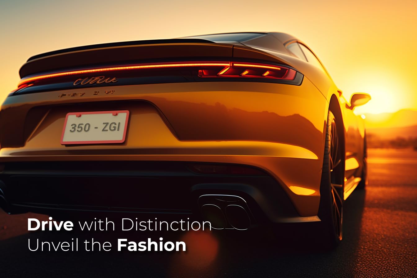 Deselen Red License Plate Frame, Metal Thin Stainless Steel With 2 Holes Screw Cap, 2 Pack (Poinsettia Red)