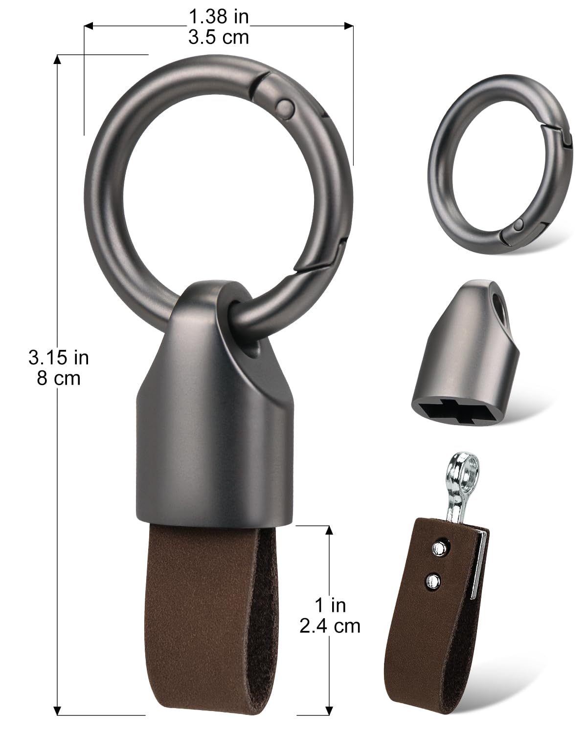 Whtawtaw Car Key Chain Ring Clip, Universal Leather Car Keychain Holder, Small Key Fob Accessory With Anti-Lost O-Ring Keyrings