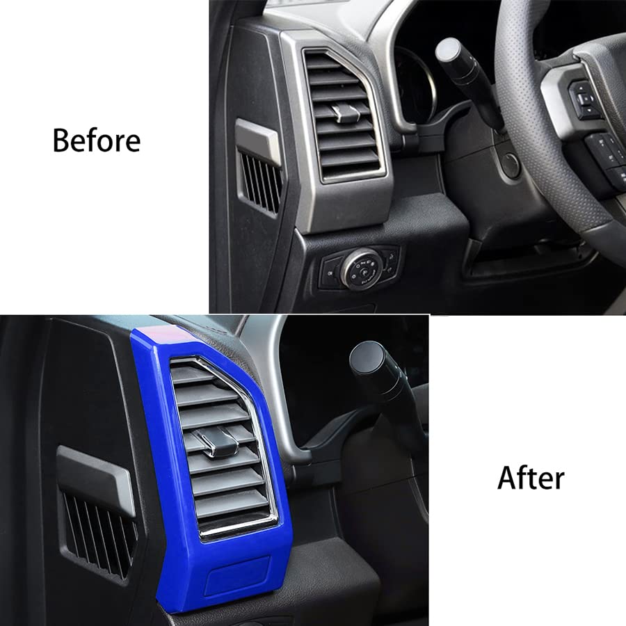 Keptrim For F-150 Abs Blue Dash Air Conditioner Outlet Vent Trim For 2015-2020 Ford F150, 3Pcs