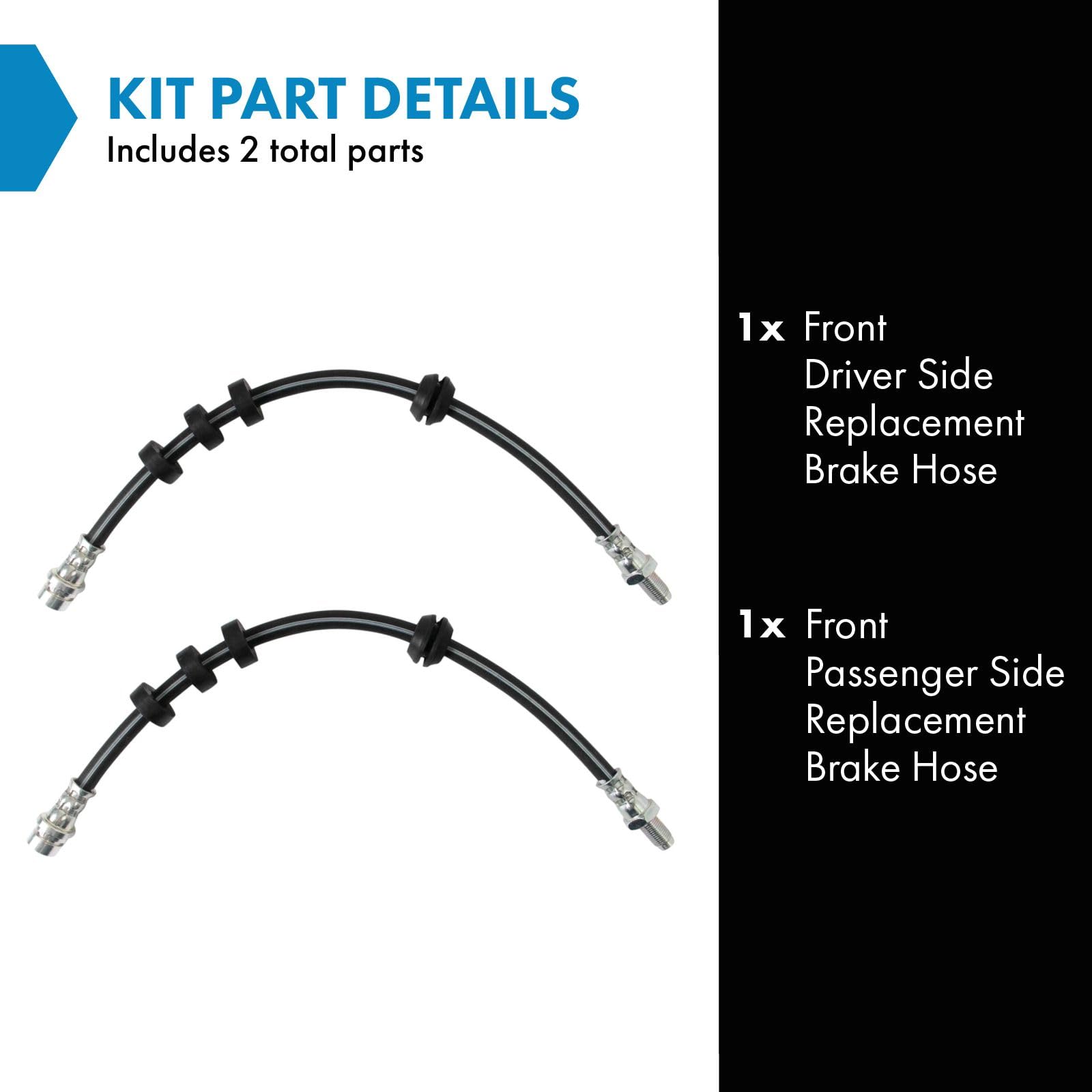 Trq Front Brake Hose Set Compatible With 2000-2004 Ford Focus