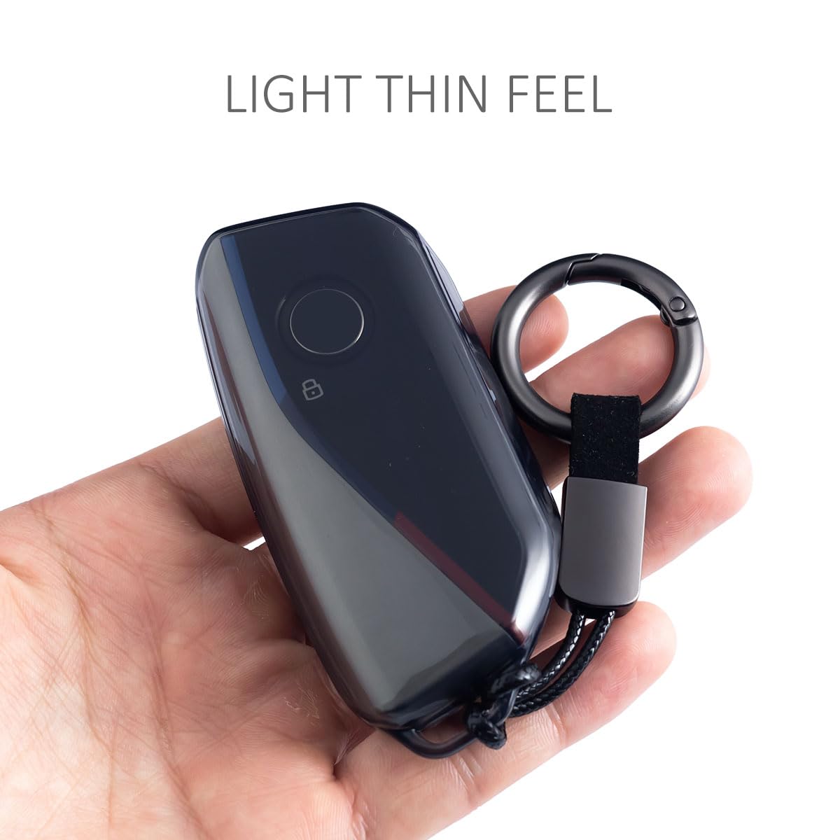 MIHUMIMO Car Key Fob Cover Case Keychain Compatible with BMW X1 X2 X3 X5 X6 X7 530i 540i 740i iX XM i5 i7 2023 2024 2025 Transpa