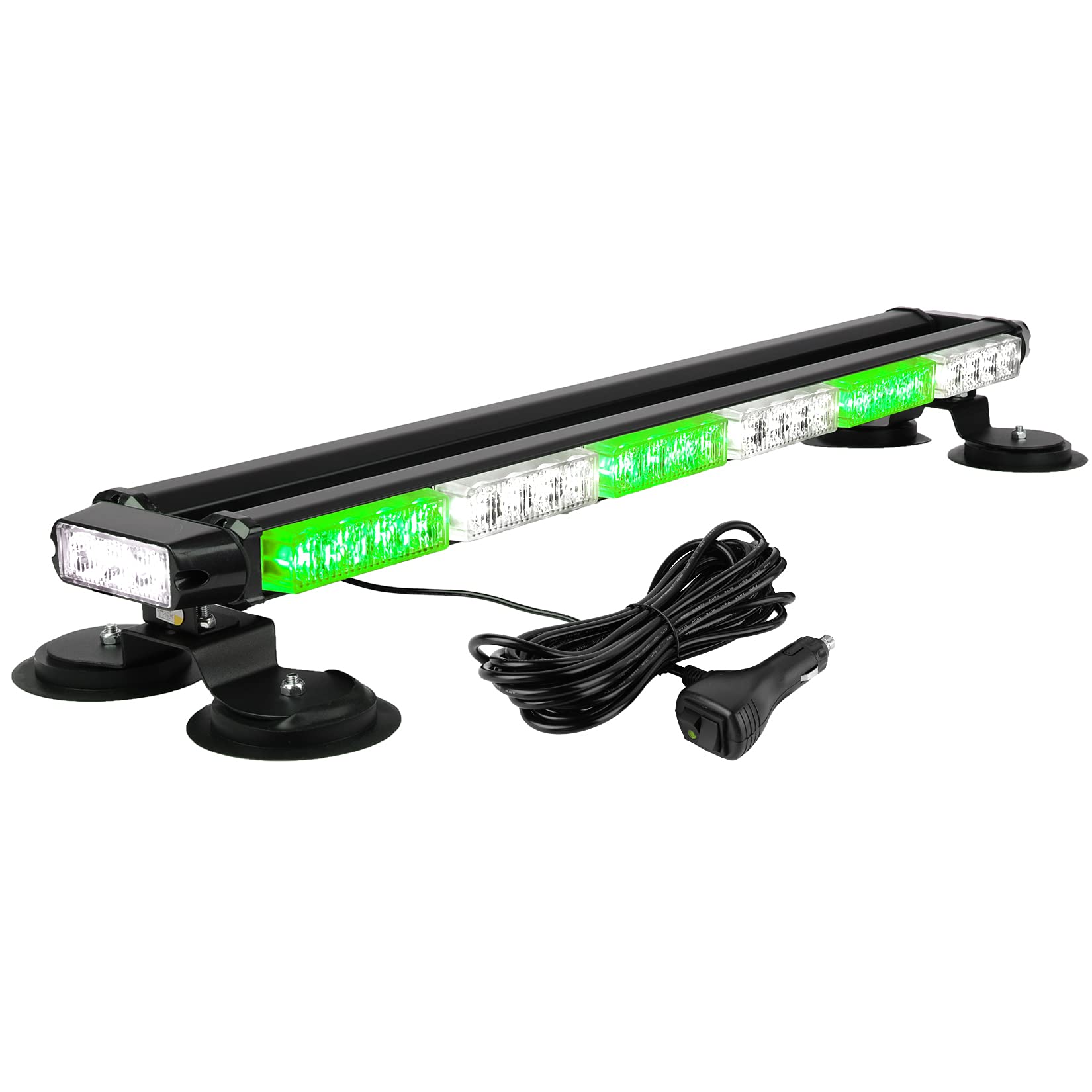 Aspl 29.5 54 Led Strobe Light Bar Double Side Flashing High Intensity Emergency Warning Flash Strobe Light With Magnetic Base For Safety Construction Vehicles Tow Trucks Pickup (Green/White)