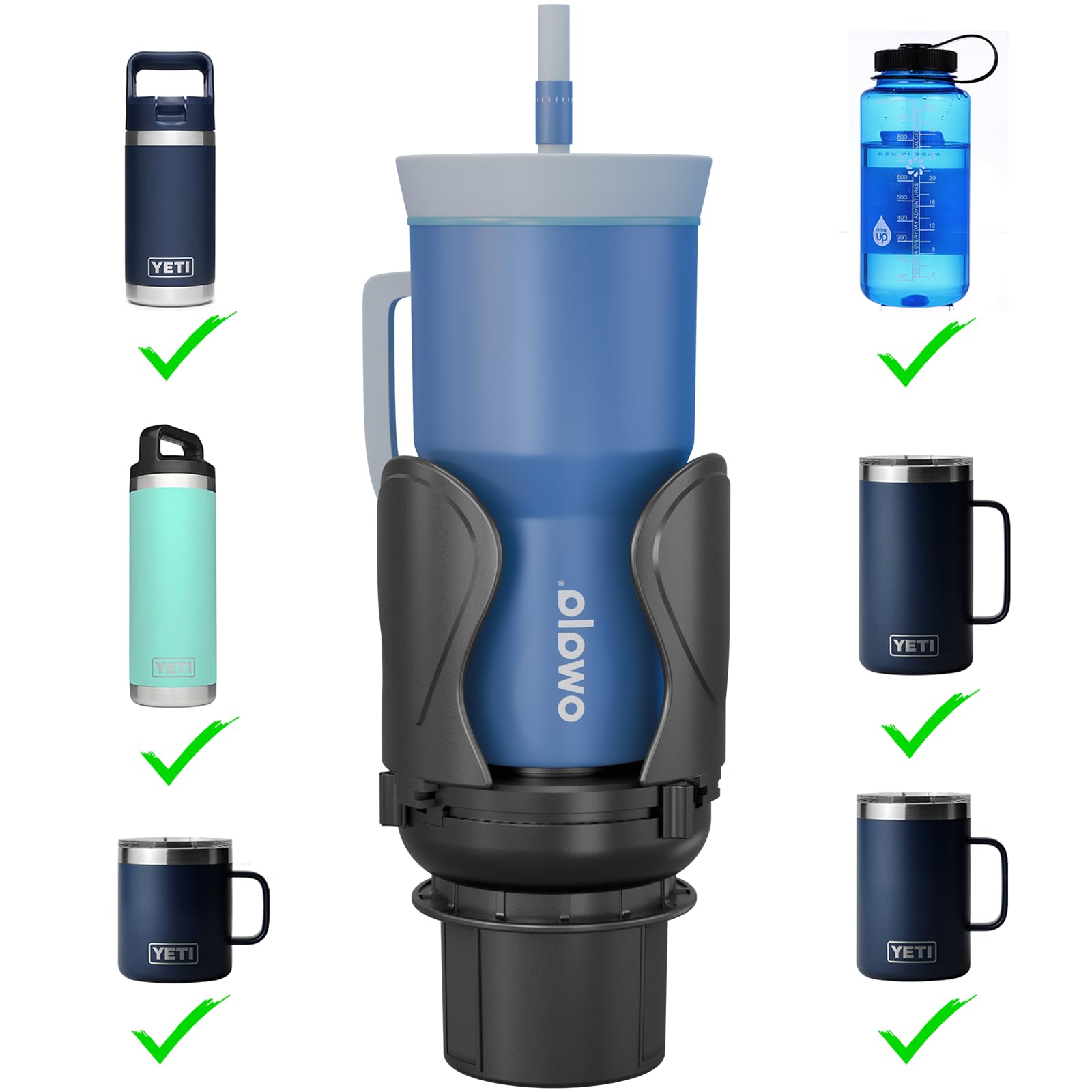 Car Cup Holder Expander, Cup Holder Extender Adapter With Expandable Arm And Adjustable Base, Compatible With Yeti Ramblers, Hyd