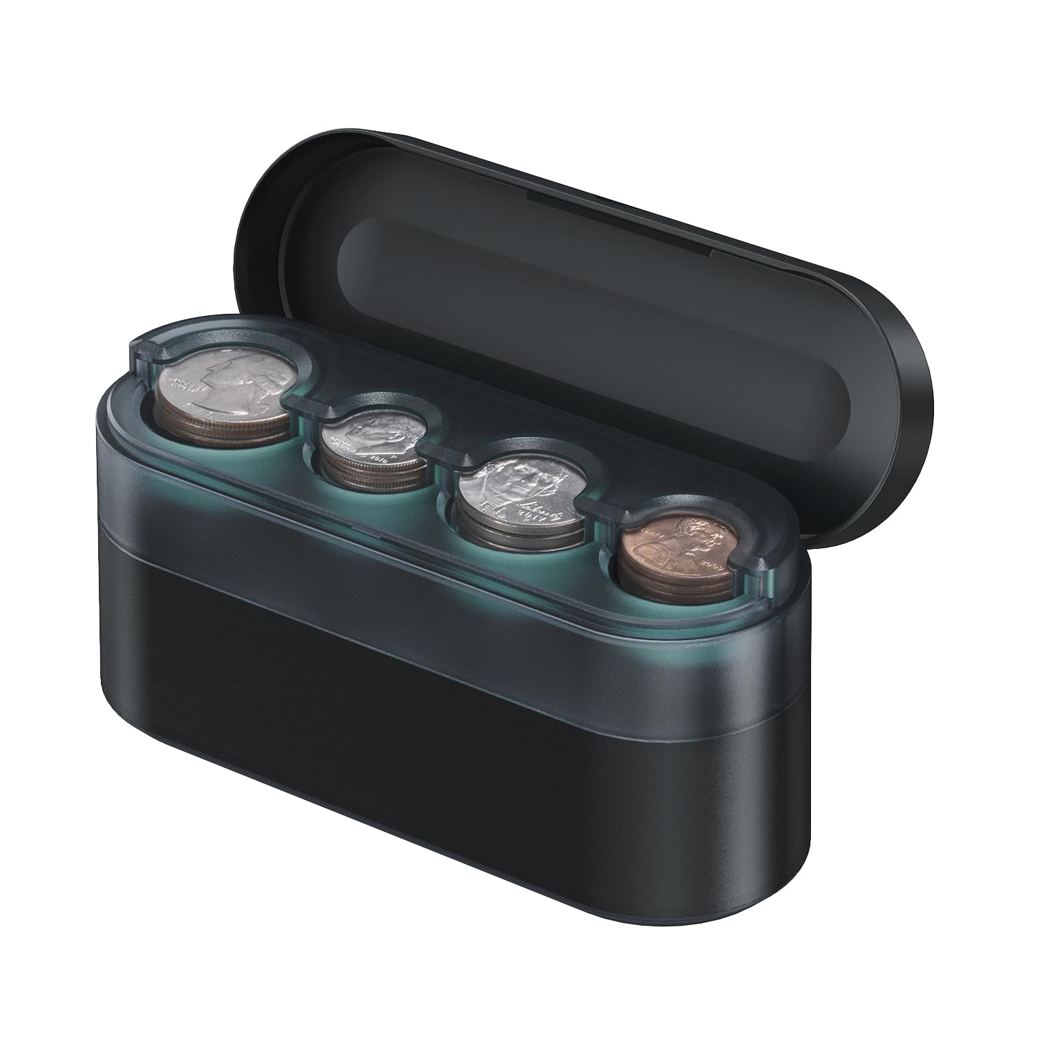 Haloblk Larger-Capacity Coin Holder For Car Change Holder Organizer, Compatible With Most Car & Trucks, Black