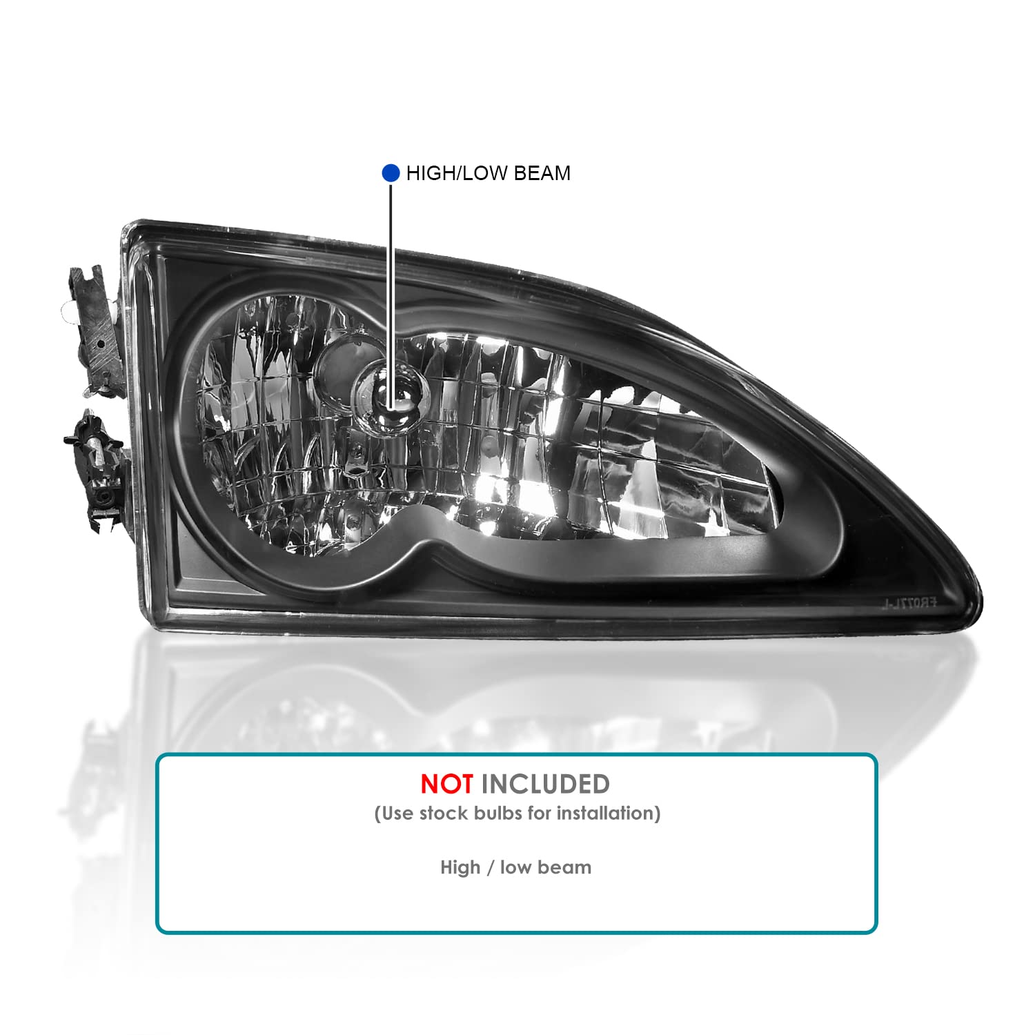 Spec-D Tuning Black Housing Clear Lens Headlights + Corner Lights Compatible with 1994-1998 Ford Mustang L+R Pair Head Light Lamp Assembly