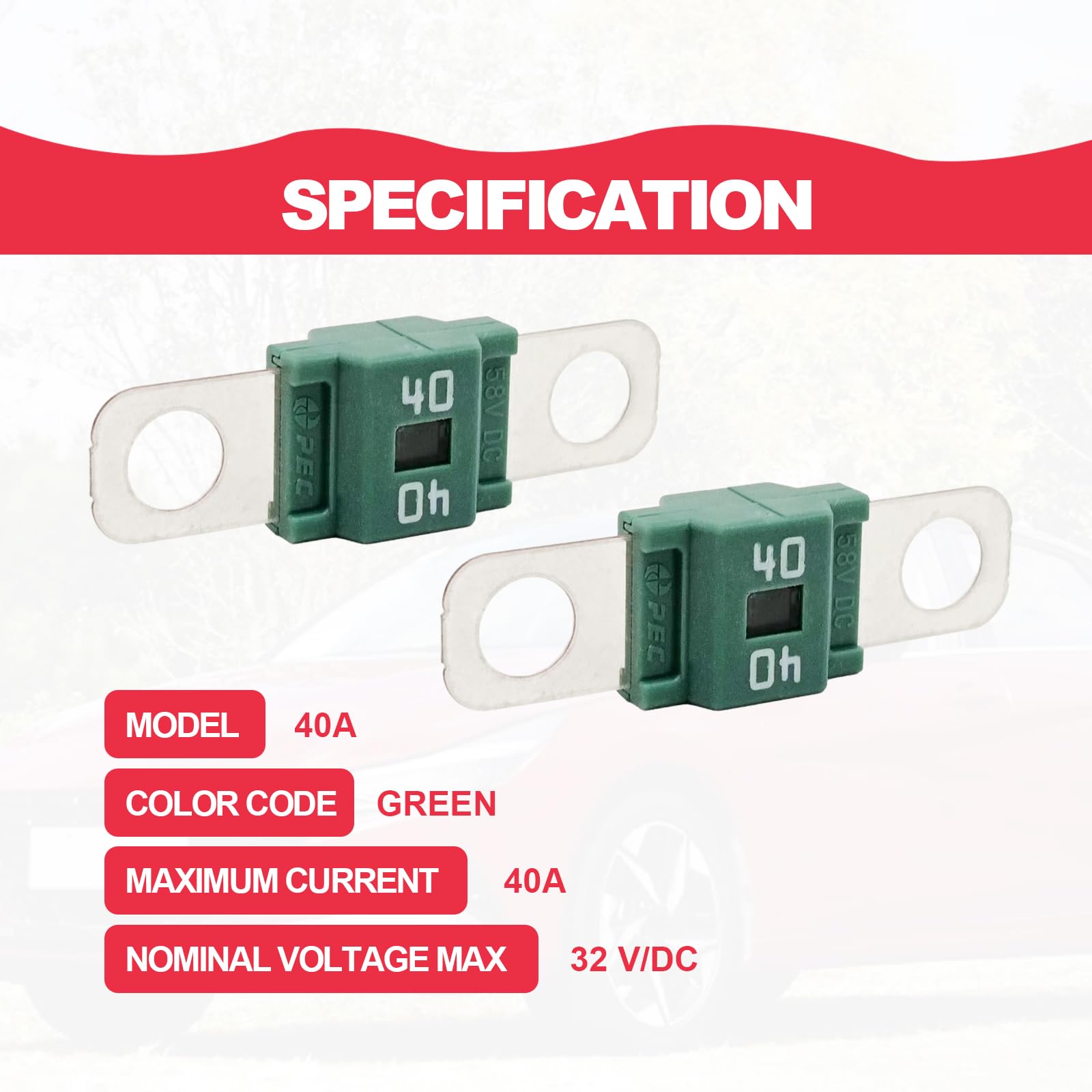 Pack of 3 AMI/Midi Fuse 40 Amp High Current Fuse Bolt-on Fuse, commonly Used in Cars, Trucks, Construction Vehicles, Agricultura