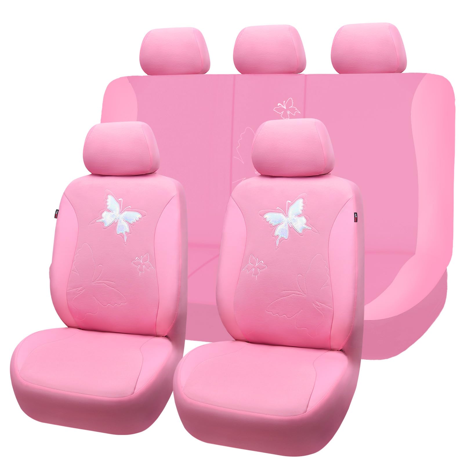 Flying Banner Butterfly Car Seat Covers Ful Set Fashion Universal Lady Woman Female Rear Bench Split Colorized (Full Set - Lace,