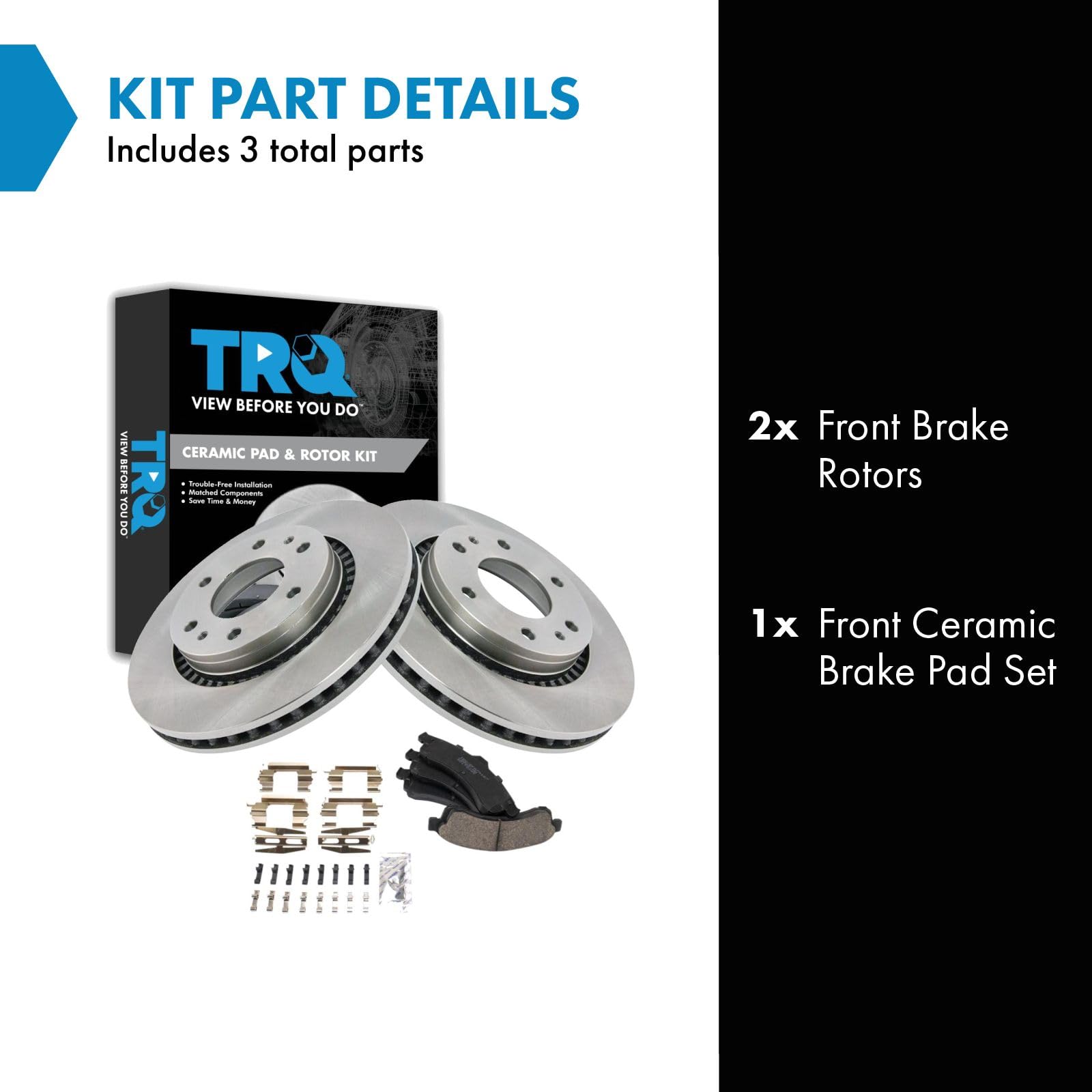 Trq Front Brake Pad & Rotor Kit Brake Pads Brake Rotor Ceramic Compatible With 2006 Isuzu Ascender