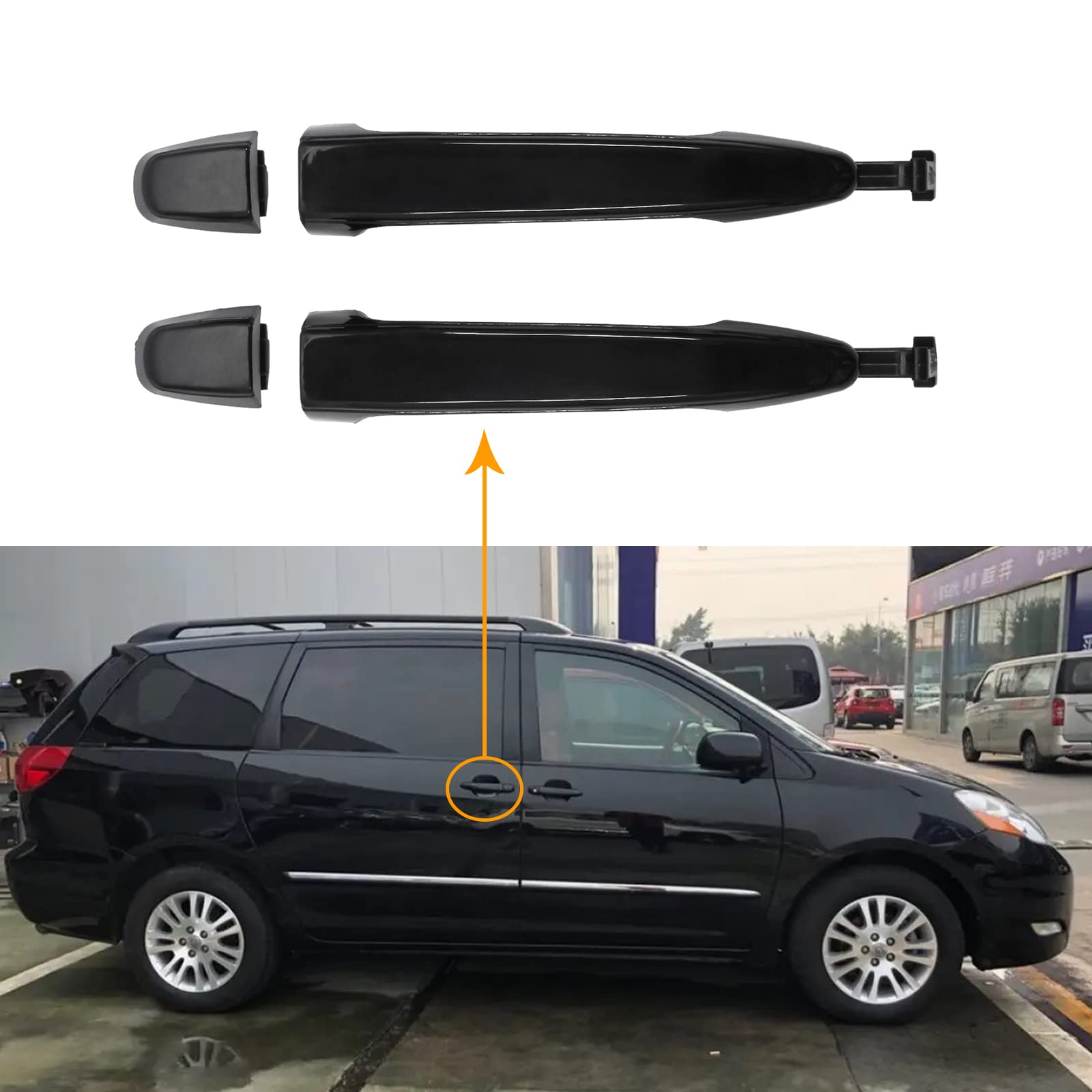 Gledewen Sliding Door Handles Exterior, Compatible With 2004-2010 Toyota Sienna, Rear Outside Left Driver & Right Passenger Side | Replace# 6921308020, 6922708040, 82496 Outer Handle