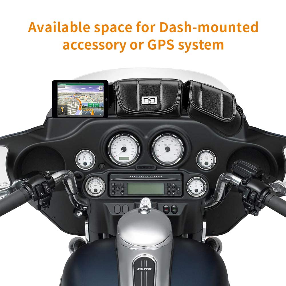 Kemimoto Touring Windshield Bags, Batwing Fairing Pouches Compatible With 1996 1997 1998-2013 Touring Street Glide Electra Glide