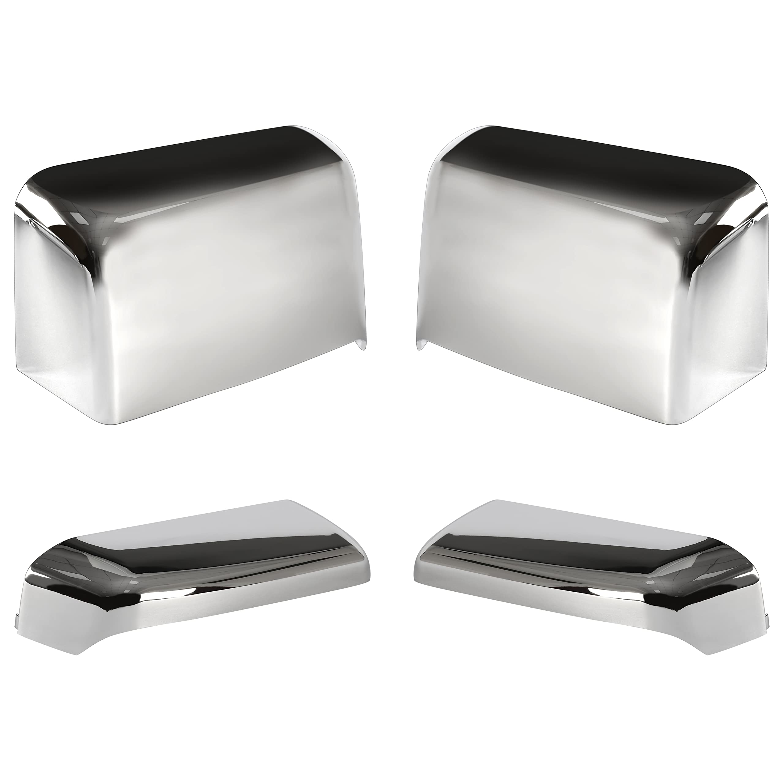 ECOTRIC Chrome Tow Mirror Cap Cover Compatible with 2014-2019 GM Chevy Silverado GMC Sierra Pickup Truck Replacement For 23444125, 23444126, 23444119, 23444120 Pair Triple Chrome Plated