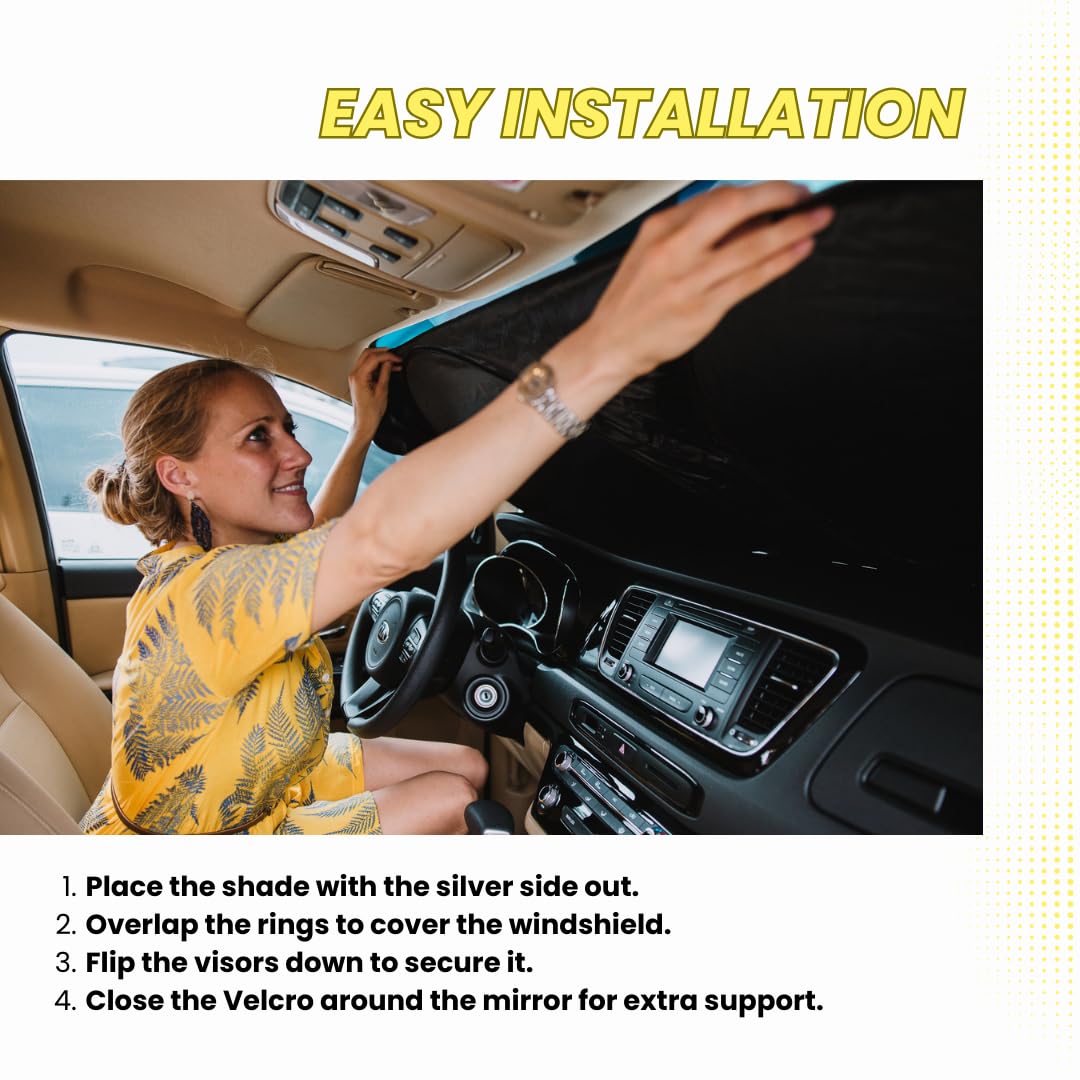 Kinder Fluff Patented Windshield Sunshade | Oxford Cloth Car Foldable Windshield Sun Cover & 99% Certified Uvr Block | Car Windo