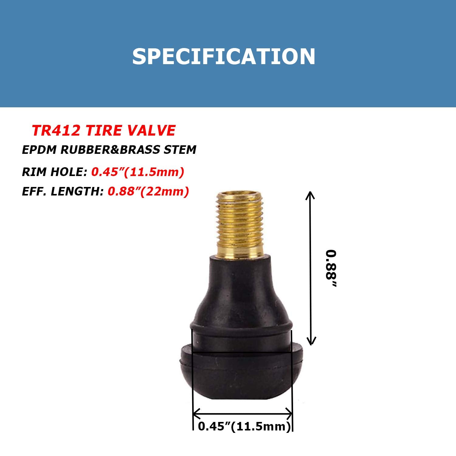 Ezisoe 50 Pcs Tr412 Black In Standard Length Stem Snap Rubber Valve Stems,For Off-Road Trucks Atv,Suvs,Rvs With Tubeless 0.453In 11.5Mm Rim Holes On Vehicles