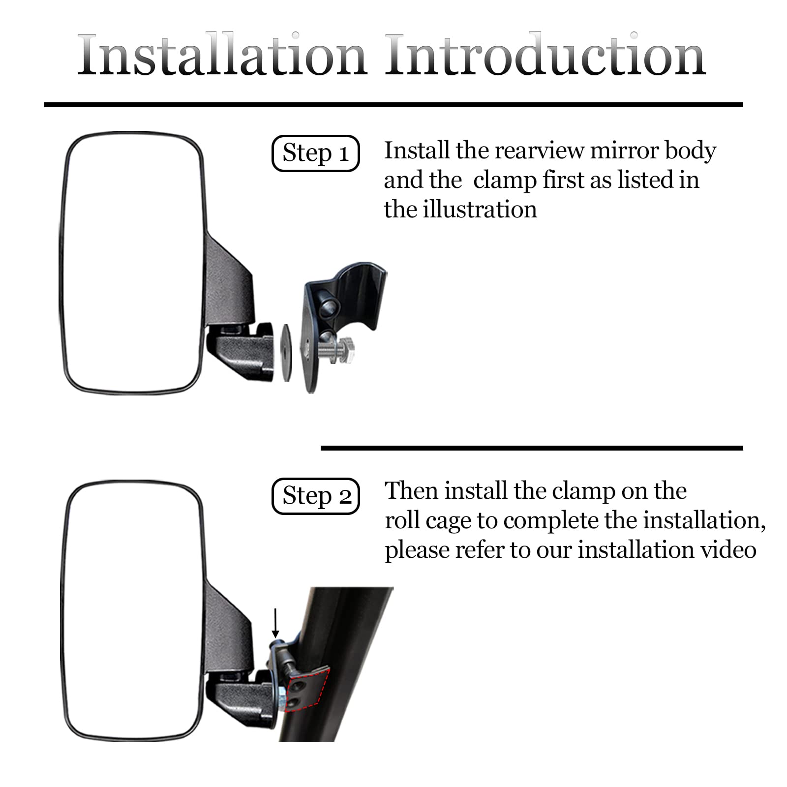 Ranger Side Mirror, SHEJISI UTV Side Mirrors,Especially Improved The Length of The Right Fixture, So That it Does not Block The