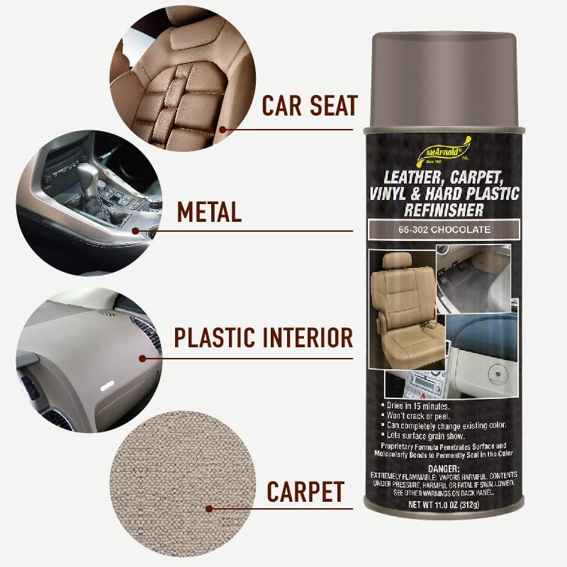 Sm Arnold Refinishing Spray Paint - Chocolate 11 Oz. - For Leather, Carpet, Vinyl, Metal, Plastic, Polycarbonate, Polypropylene,