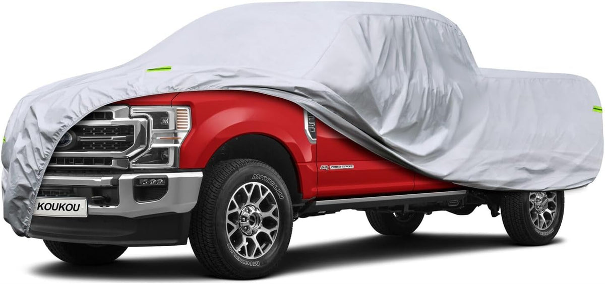 Koukou Truck Cover Waterproof All Weather, 6 Layers Full Pickup Cover, Supercrew Crew Bed Nissan Titan,Toyota Tundra,Ford F250,F