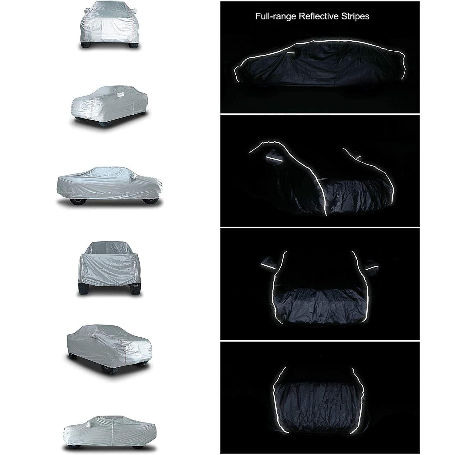 Tecoom Hard Shell Truck Car Cover Waterproof Uv-Proof Windproof Zipper Design With Straps Buckle Fit For Ford F150 Ram 1500 Chev