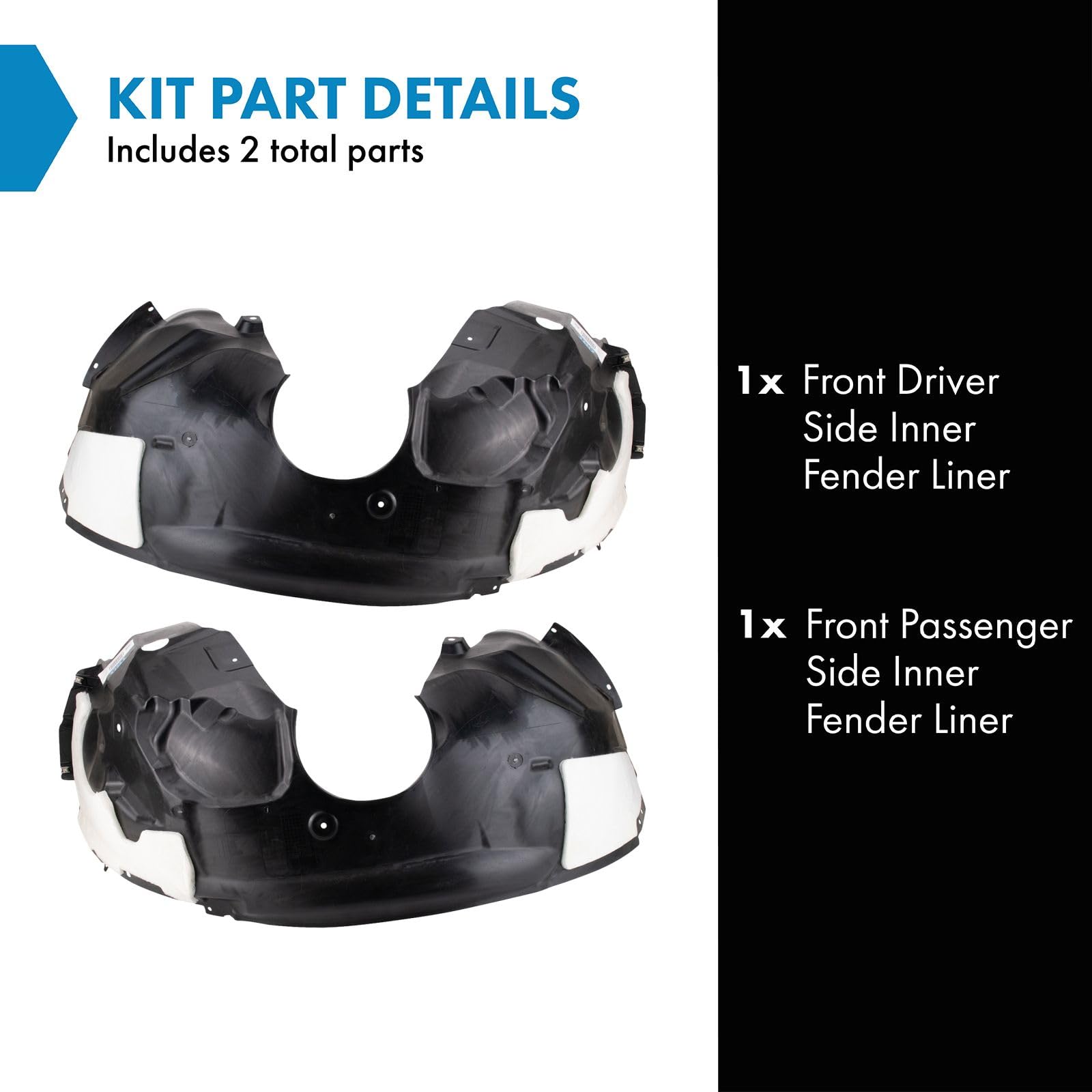 Trq Front Inner Fender Liner Set Compatible With 2015-2018 Ford Edge Fo1248193 Fo1249193