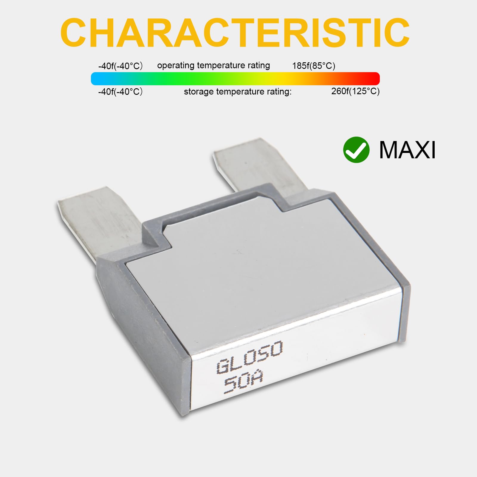 Gloso Maxi Blade Circuit Breaker 50A, T1 Auto Reset (50A - 3 Pack) E81
