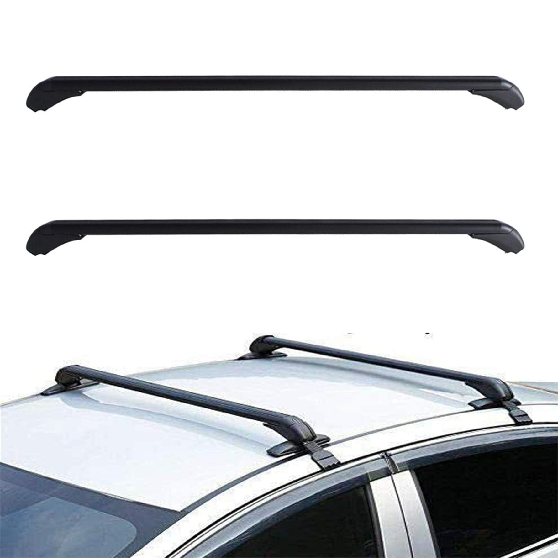Munirater 2Pcs Universal 43.3 Inch Top Luggage Roof Rack Cross Bar Aluminum Carrier Adjustable Window Frame Black