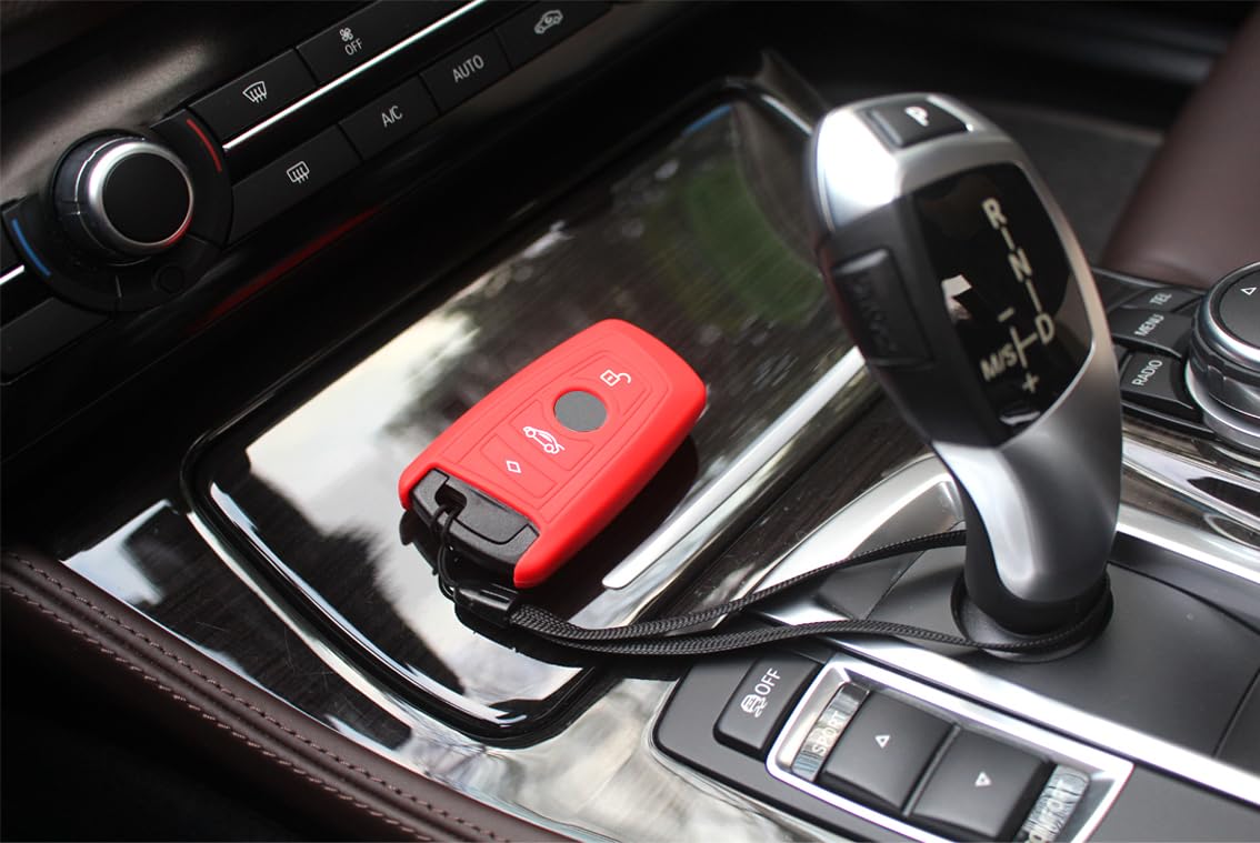 Velsman Compatible With Bmw Trapezoid Style Key Fob Silicone Case Cover Protector Holder With Wrist Strap - 3 Buttons - Please D