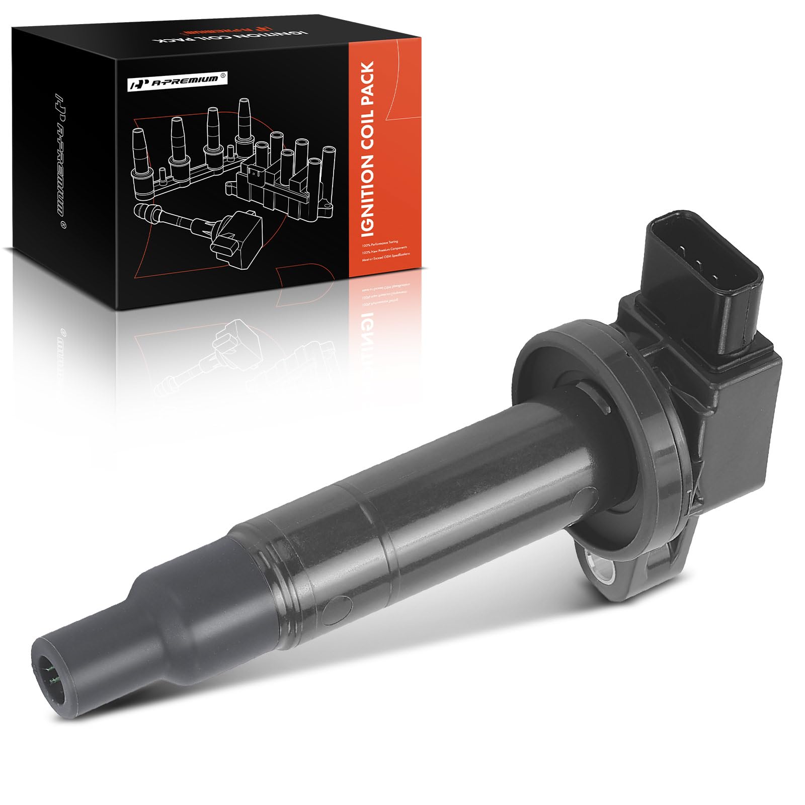 A-Premium Ignition Coil Compatible With Toyota & Scion Vehicles - 1.3L 1.5L Dohc - Echo 2000-2005, Prius 2001-2009, Prius C 2012