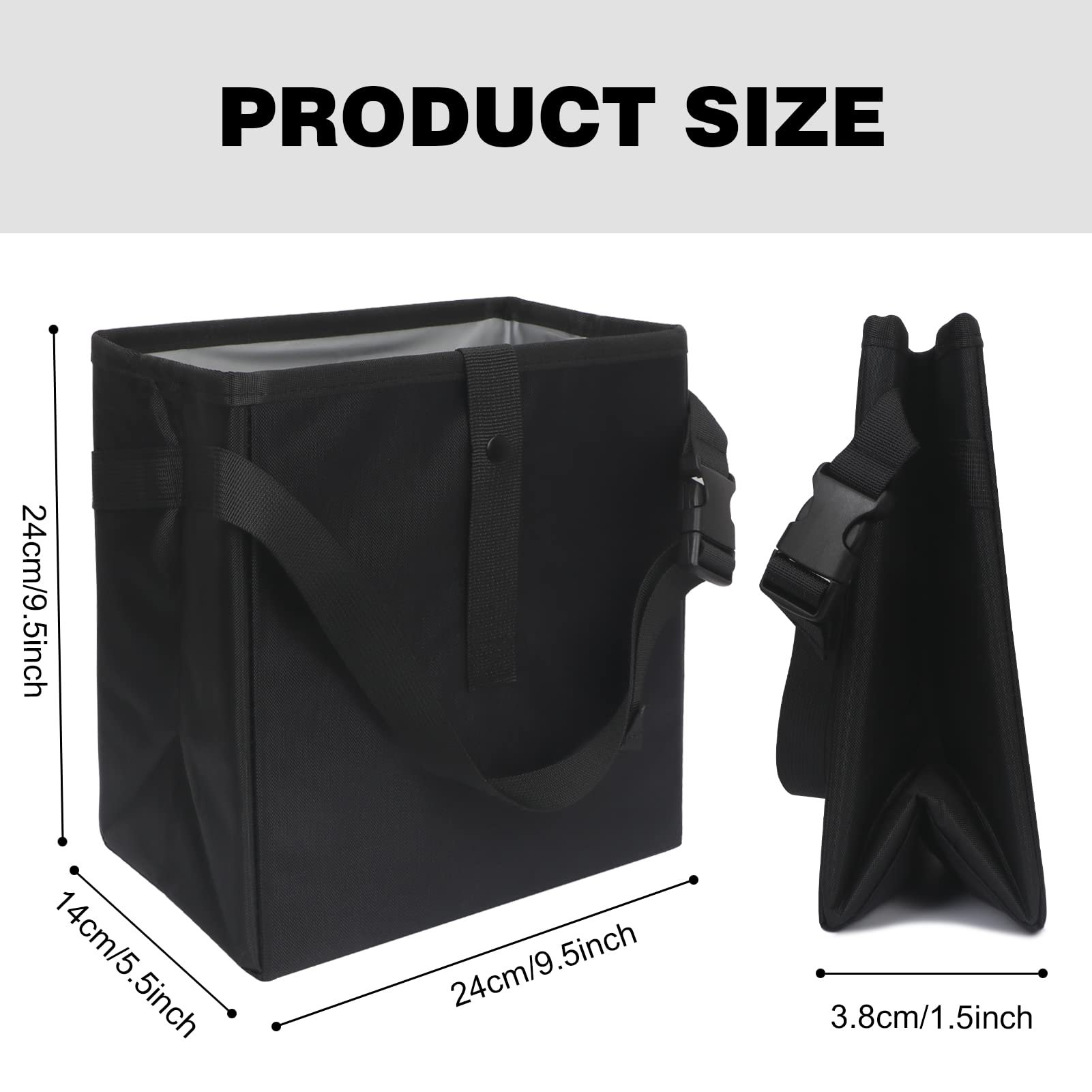 Homelove Car Trash Can, 100% Leak-Proof Waterproof Car Trash Bin Collapsible Portable Auto Garbage Bag Large Capacity Trashcan Storage Bag Multipurpose Car Organizer Hanging Black
