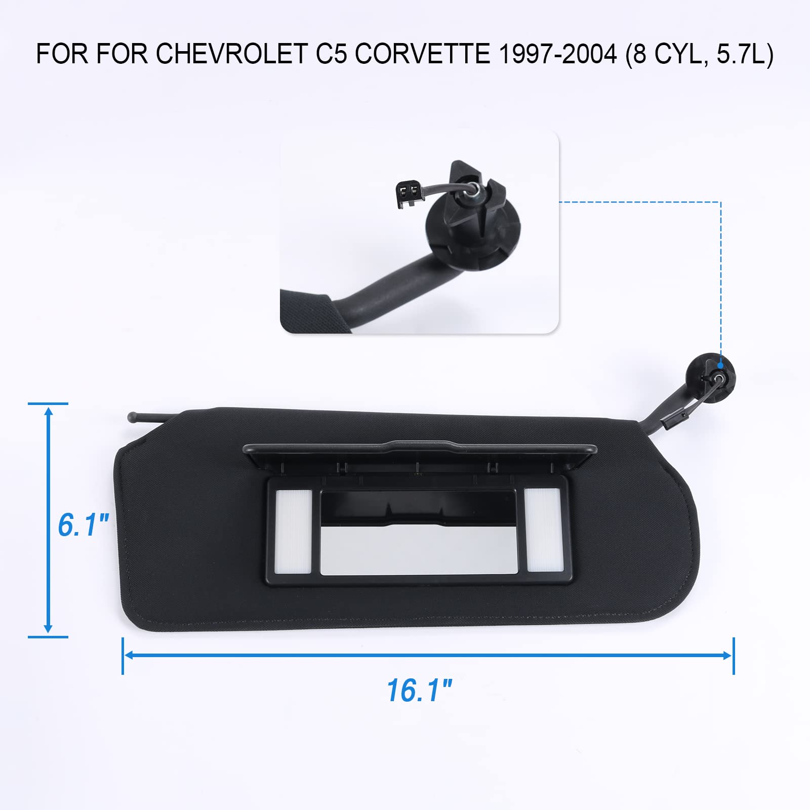 BUSIDN Automotive Sun Visor with Updated Bright LED Lights Sunvisors Replacement for Corvette C5 Chevrolet 1997-2004 Replaces 10