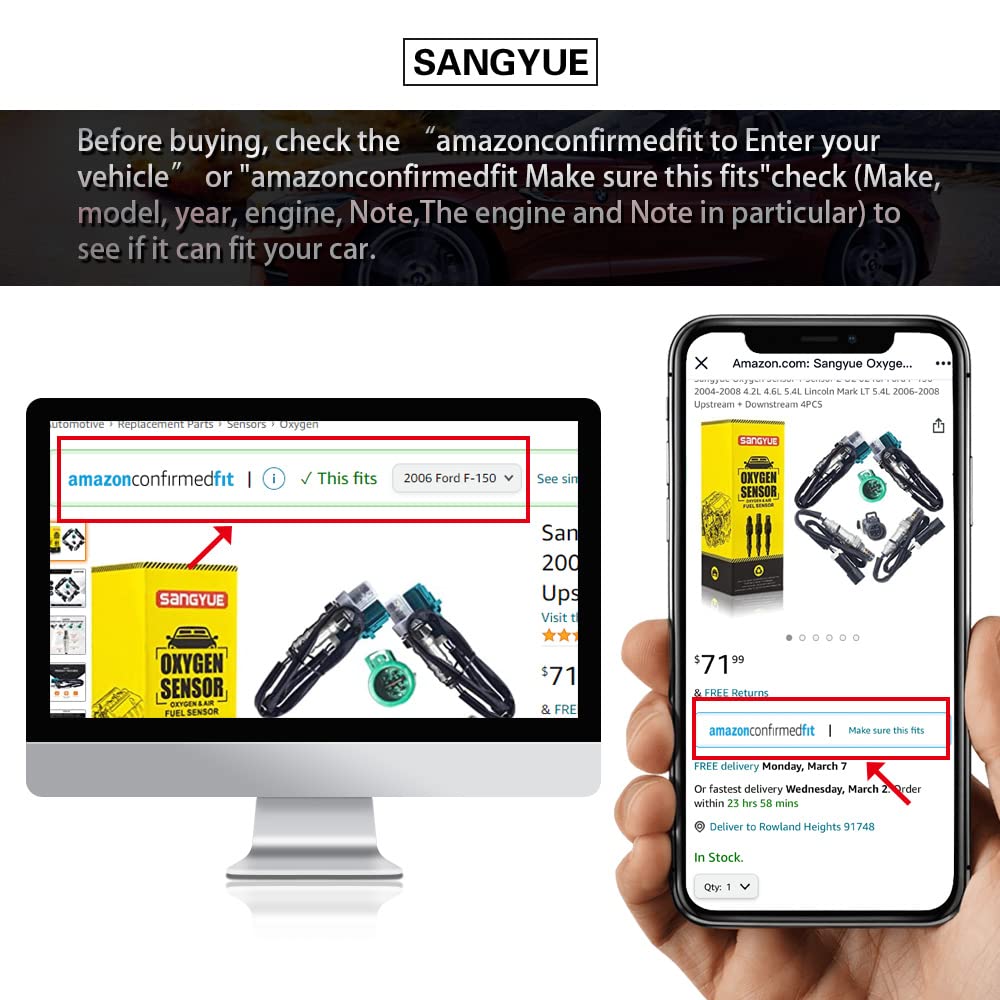 Sangyue 4PCS Oxygen Sensor 1 & 2 for 2002-2010 Dodge Ram 1500 2500 3500 3.7L/5.7L/5.9L/8.3L Upstream + Downstream