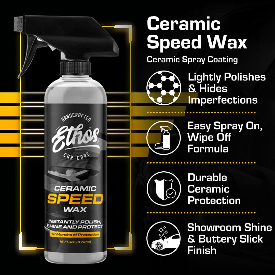 Ethos Ceramic Speed Wax - Ceramic Coating For Cars - Ceramic Coating Car Wax Spray - Ceramic Car Wax Polish Hydrophobic Top Coat
