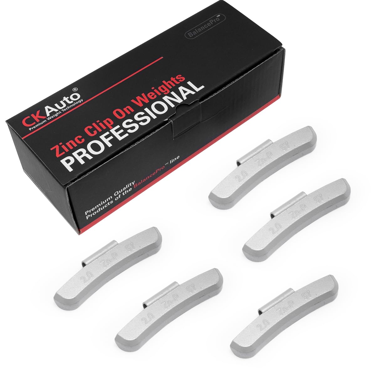 CKAuto P Series Zinc Clip on Wheel Weights 2.0oz, Coated, 25Pcs/Box Fit for Steel Wheel