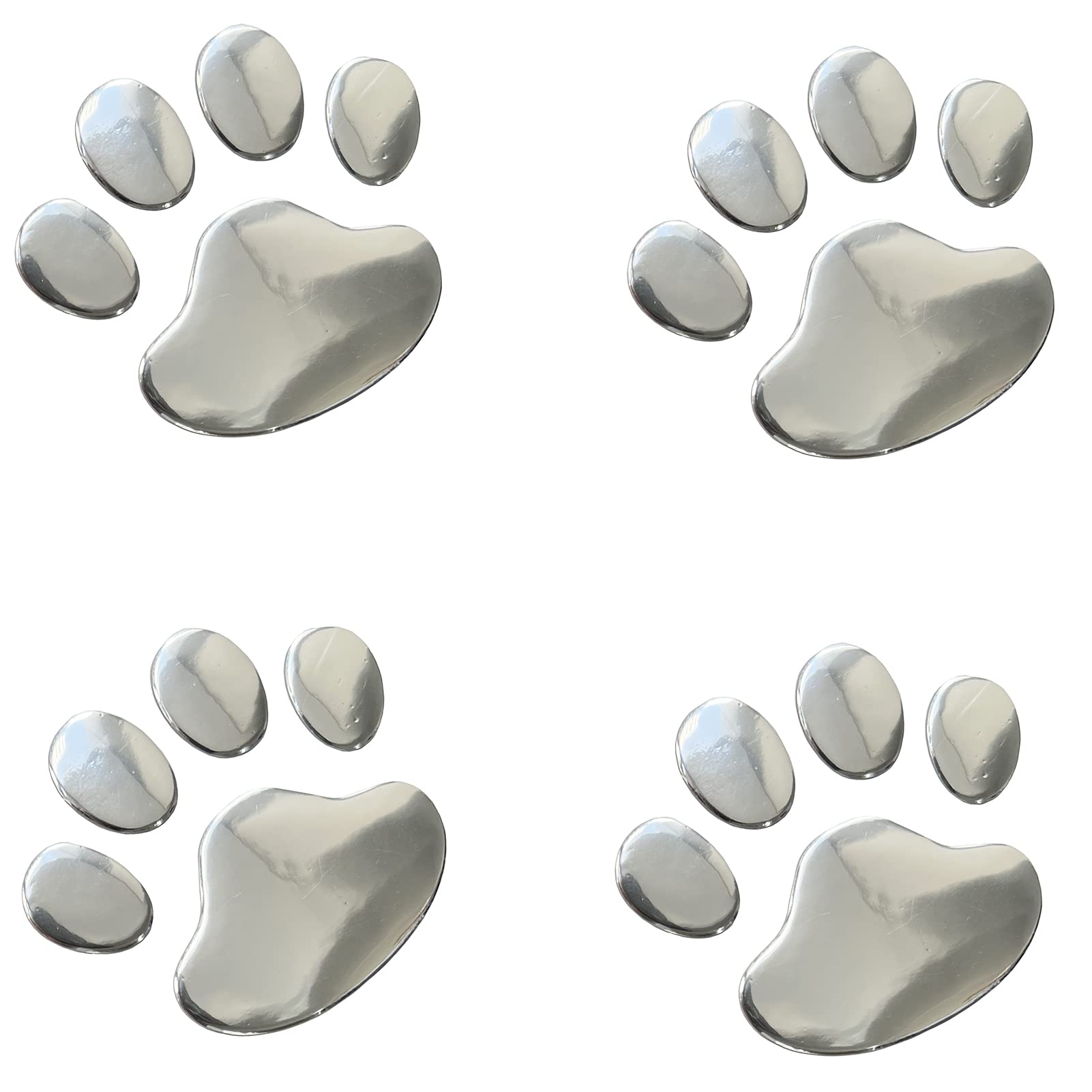Lzlrun 3D Dog Paw Footprint Sticker Decal Auto Car Emblem Decal Decoration (Silver)