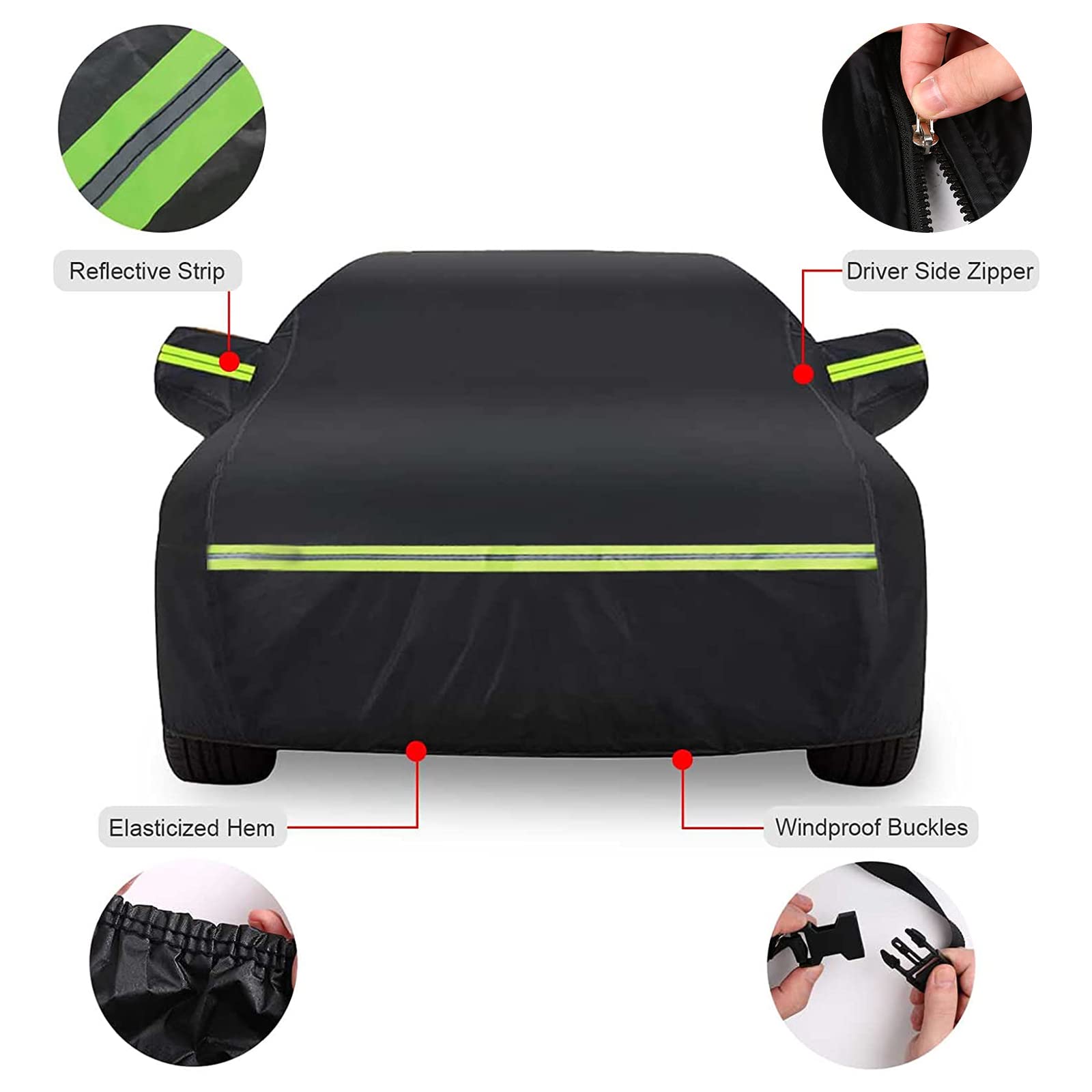 Waterproof Car Cover Replace For 2005-2025 Ford Mustang, 6 Layers All Weather Custom-Fit Mustang Full Car Covers With Zipper Doo