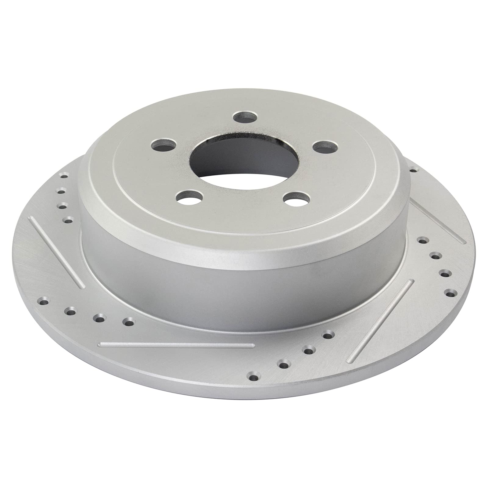 Trq Rear Performance Brake Rotors Set Solid Premium G-Coated Cross Drilled & Slotted Compatible With 2007-2011 Dodge Nitro 2008-