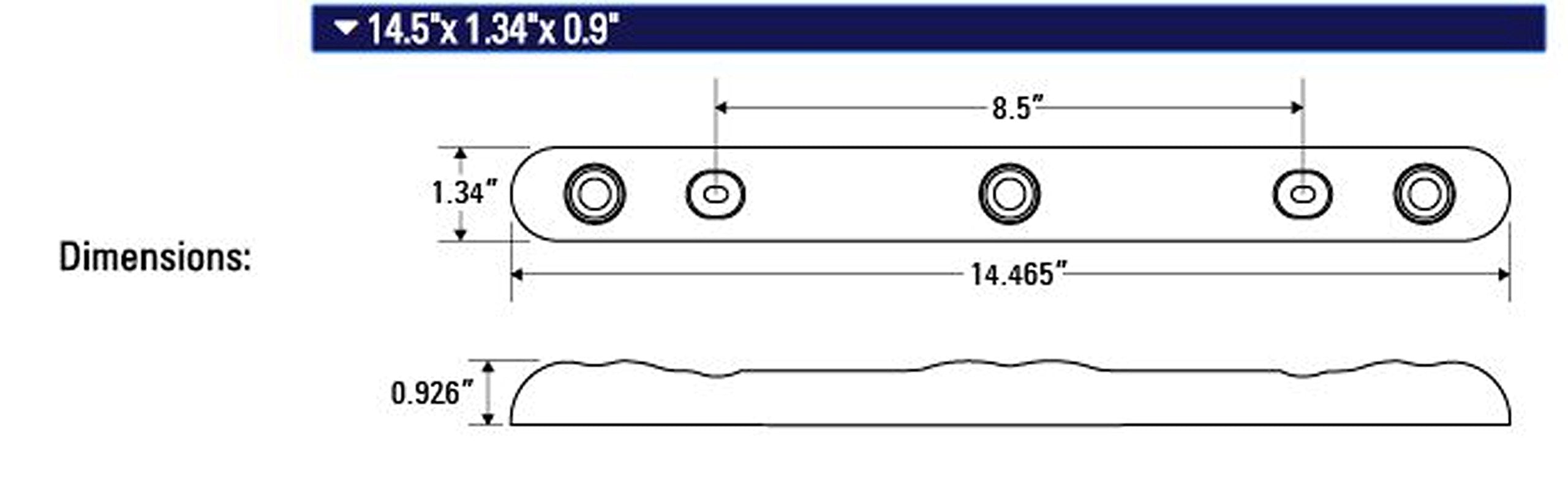 Fully Submersible Tecniq Heavy Duty Identification Bar - 3 Red Leds W/ Rugged Black Body - Made In Usa (Over 80'')