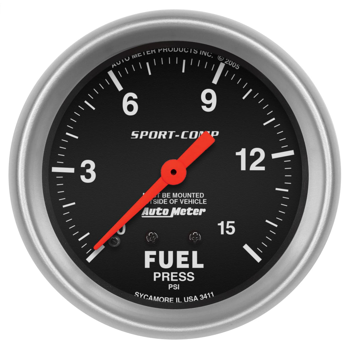 Auto Meter 3411 Sport-Comp Mechanical Fuel Pressure Gauge, Fuel Pressure - 2 5/8