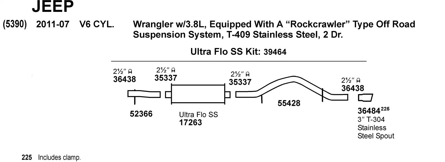 Dynomax Ultra Flo 17263 Exhaust Muffler For Jeep Wrangler