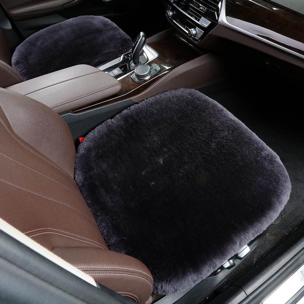 Ogland 20Inchs Fluffy Genuine Australia Warm Sheepskin Car Seat Cover For Auto Interior Accessories With Soft Fuzzy Wool Fur Non