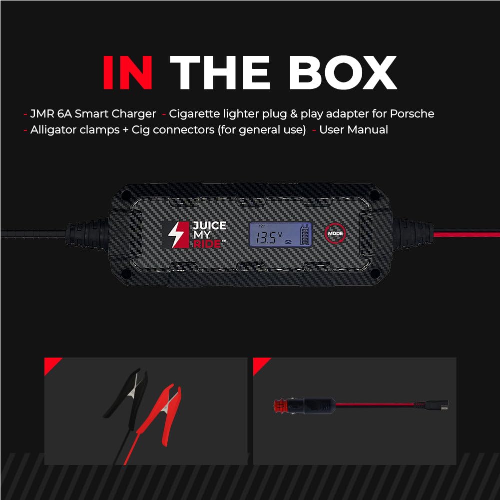 Jmr Battery Charger For Porsche 911 Panamera Cayenne Macan Cayman 718 Boxter All Models Trickle Charger Conditioner Maintainer (Add Lithium Mode)