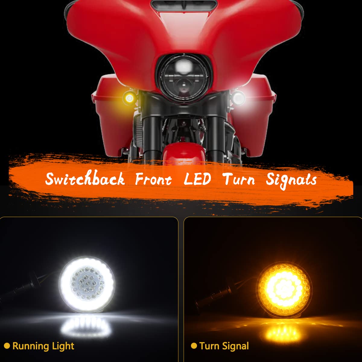 Motoparacc 1157 Front Rear Led Turn Signal, 2 Inch Bullet Double Contacts Motorcycle Brake Running Light For Harley Street Glide