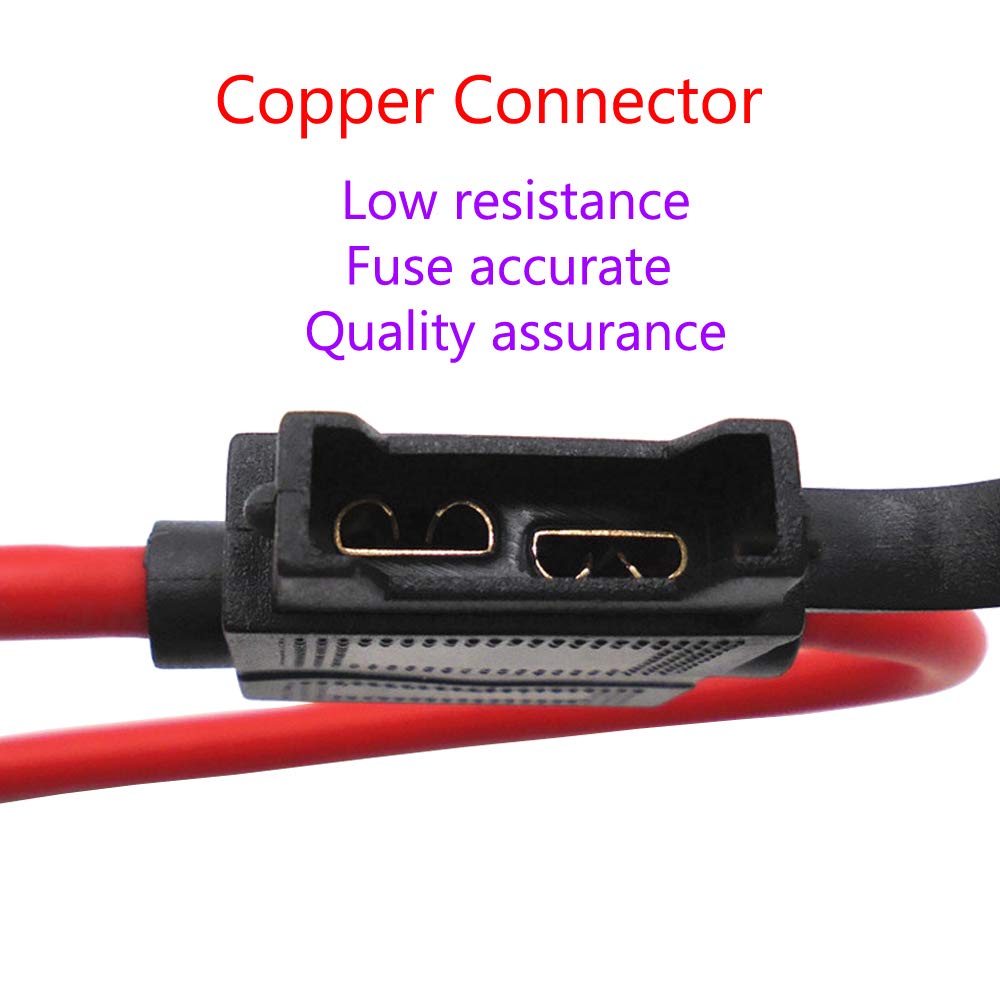Esupport 12 Gauge Atc Fuse Holder Box In-Line Awg Wire Copper 12V 30A Blade Standard Plug Socket Pack Of 5