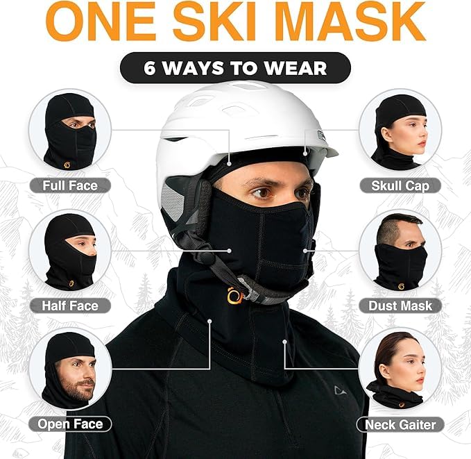 Geartop Balaclava Ski Mask Winter Face Mask For Men Motorcycle Balaclava Ski Mask For Men, Ski Mask Black Snowboard Balaclava Wo